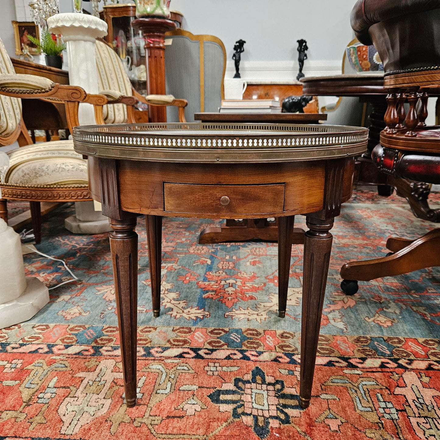 French Walnut Bouillotte Round Table
