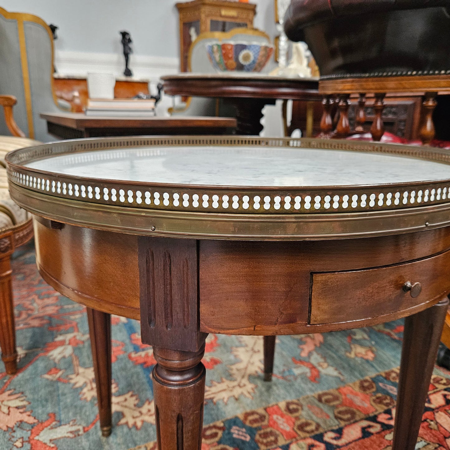 French Walnut Bouillotte Round Table