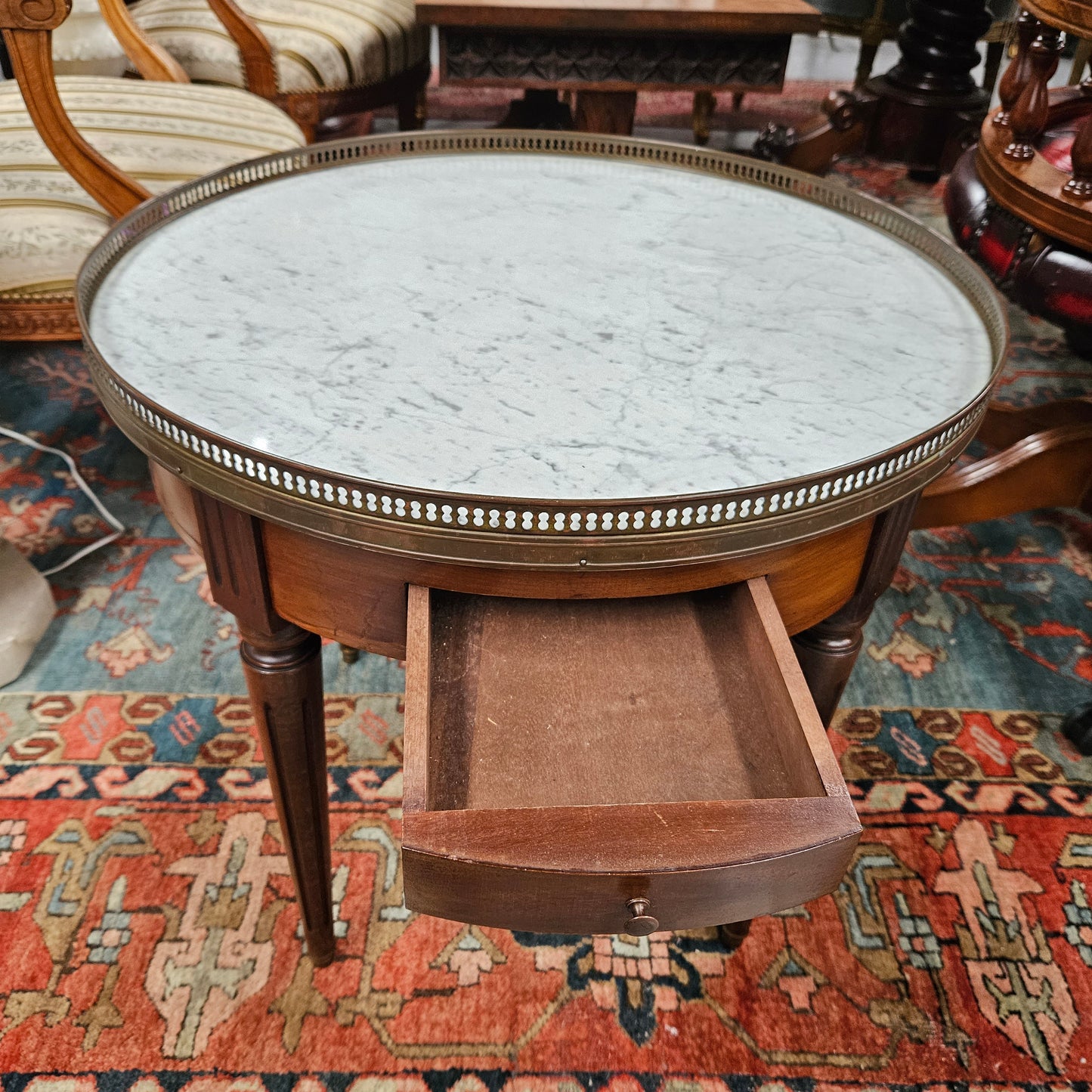 French Walnut Bouillotte Round Table