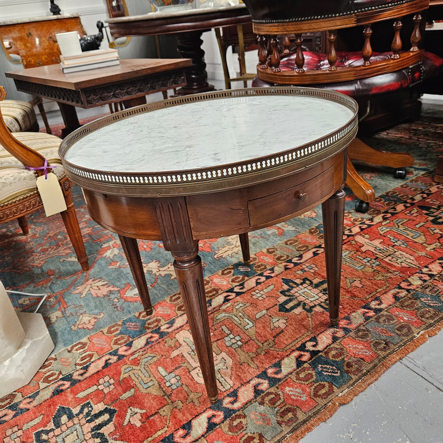French Walnut Bouillotte Round Table