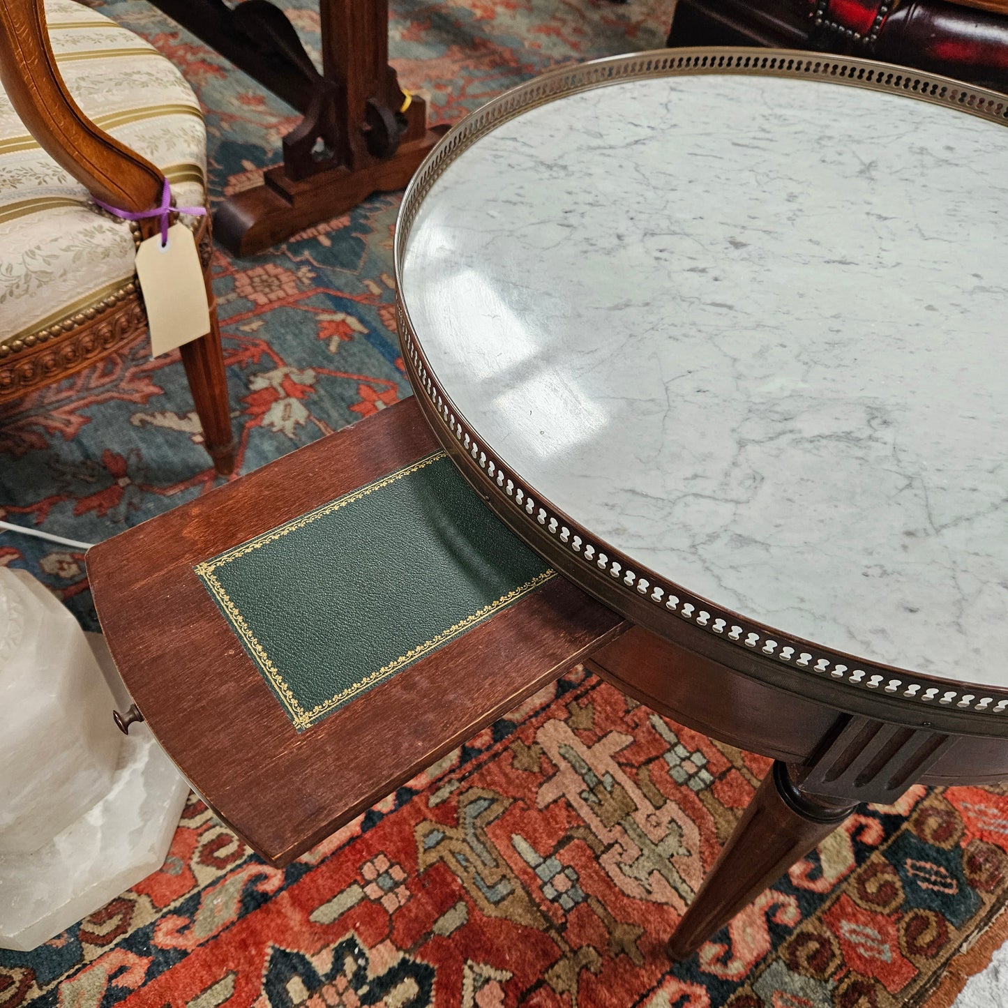 French Walnut Bouillotte Round Table
