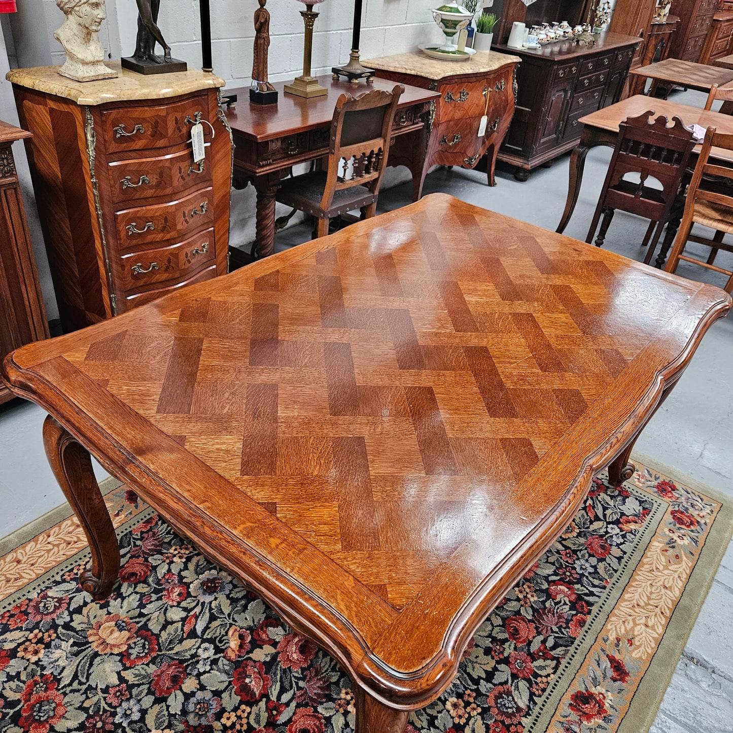 Antique Louis XV Style Parquetry Dining Table