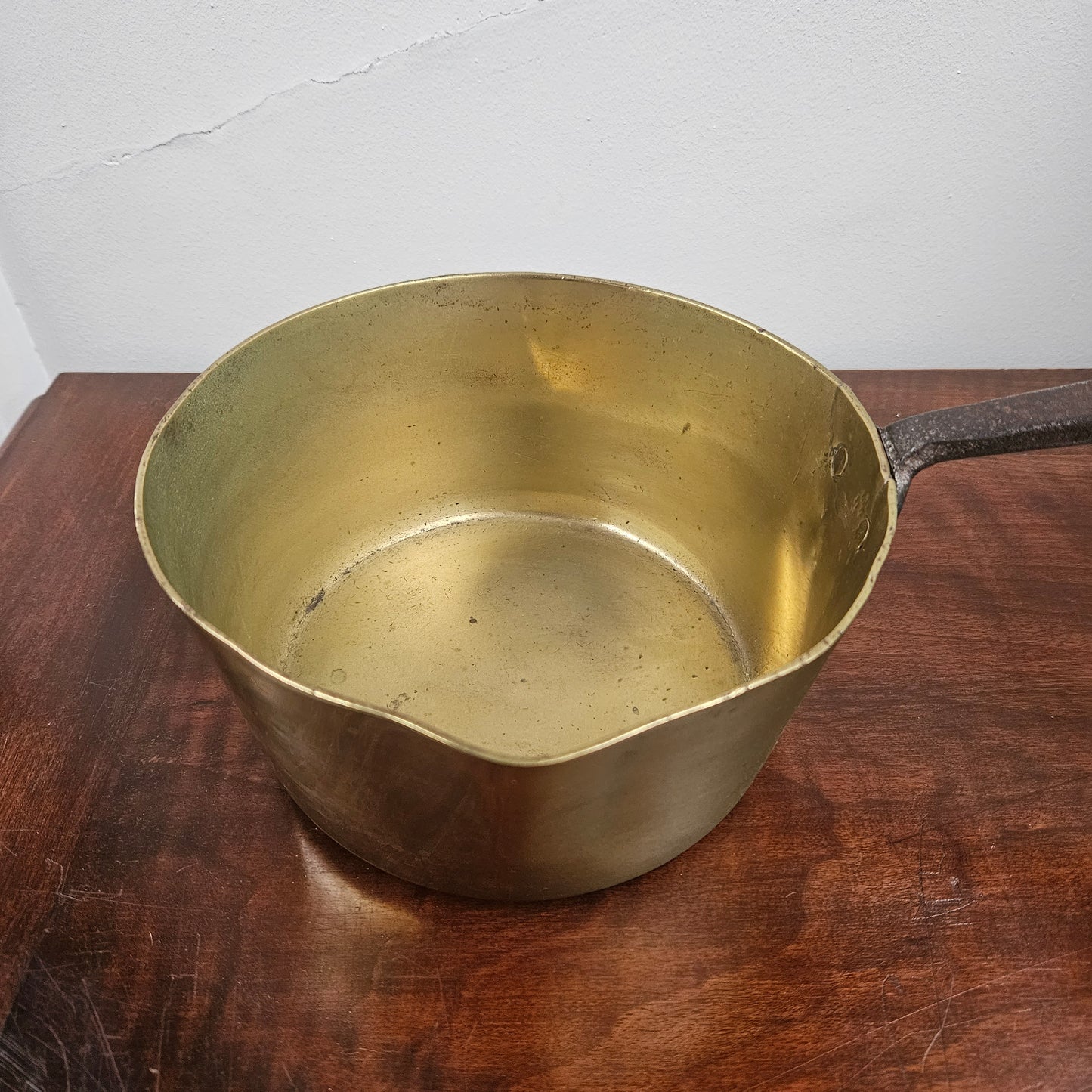 Antique 19th Century French Brass & Cast Iron Handle Sauce Pan