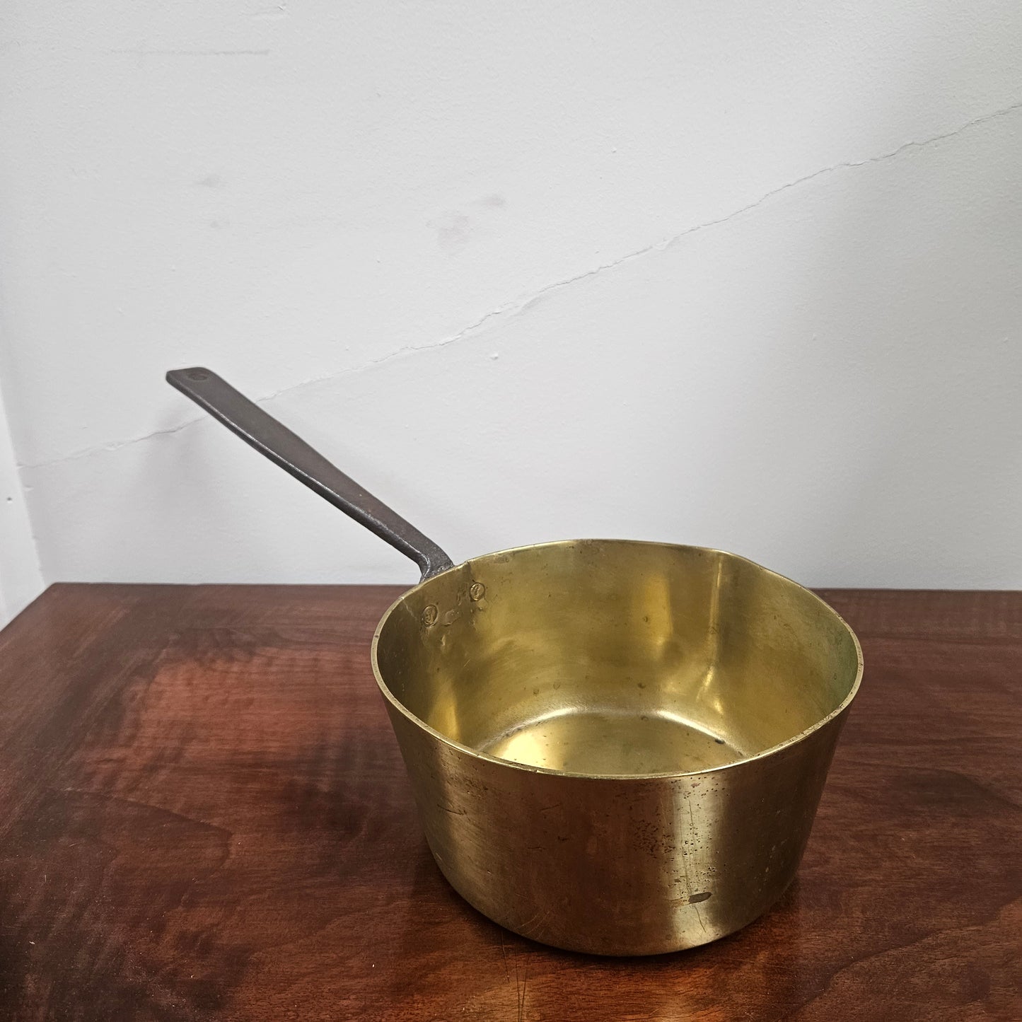 Antique 19th Century French Brass & Cast Iron Handle Sauce Pan