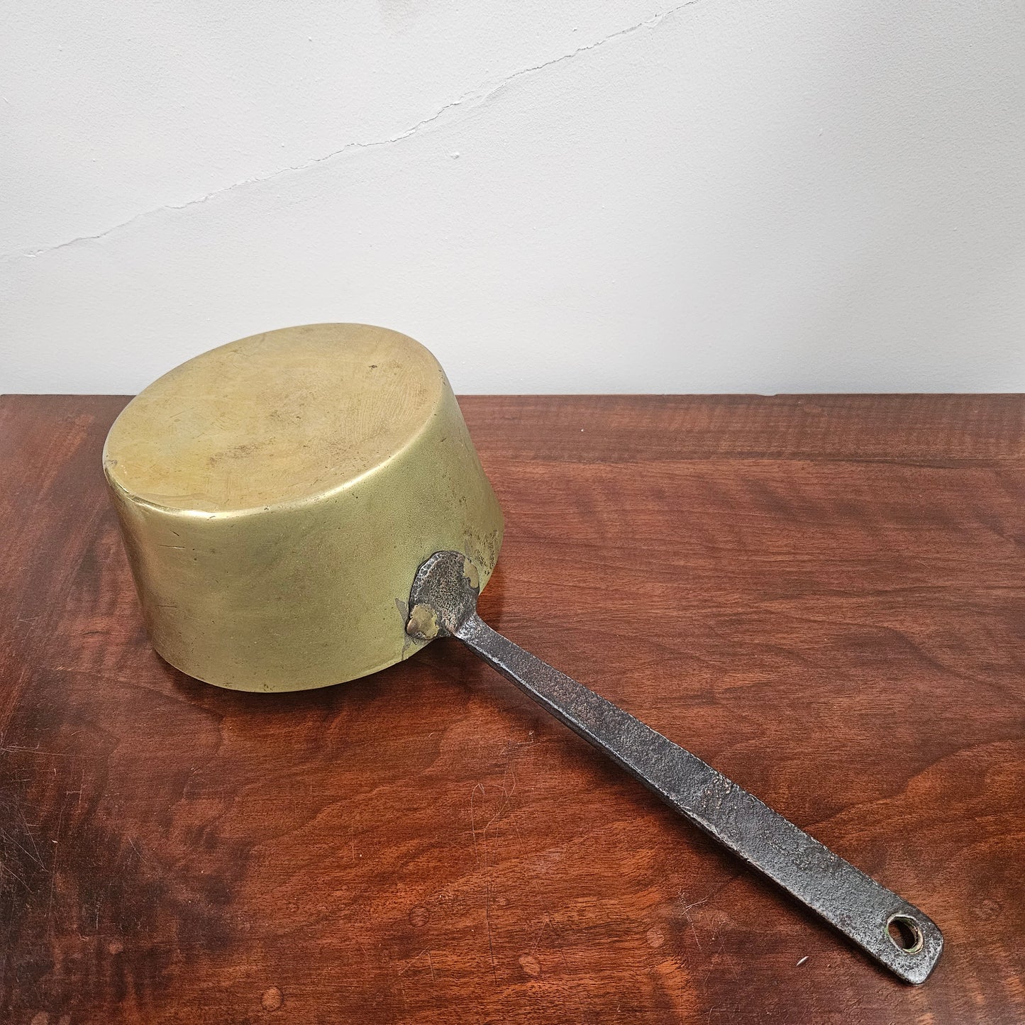 Antique 19th Century French Brass & Cast Iron Handle Sauce Pan