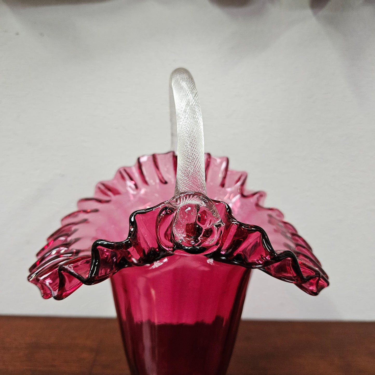 Charming Ruby Glass Basket/Vase
