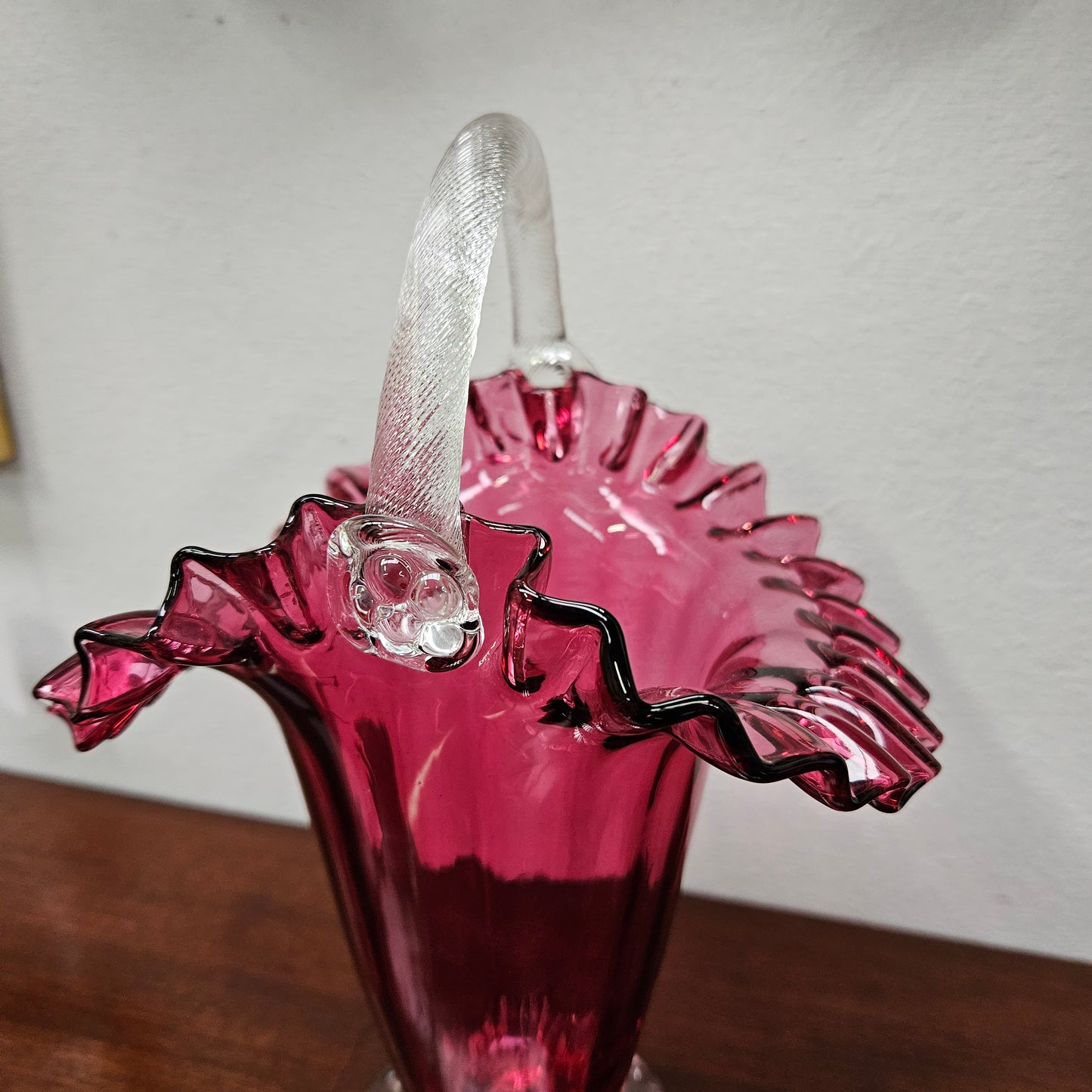 Charming Ruby Glass Basket/Vase
