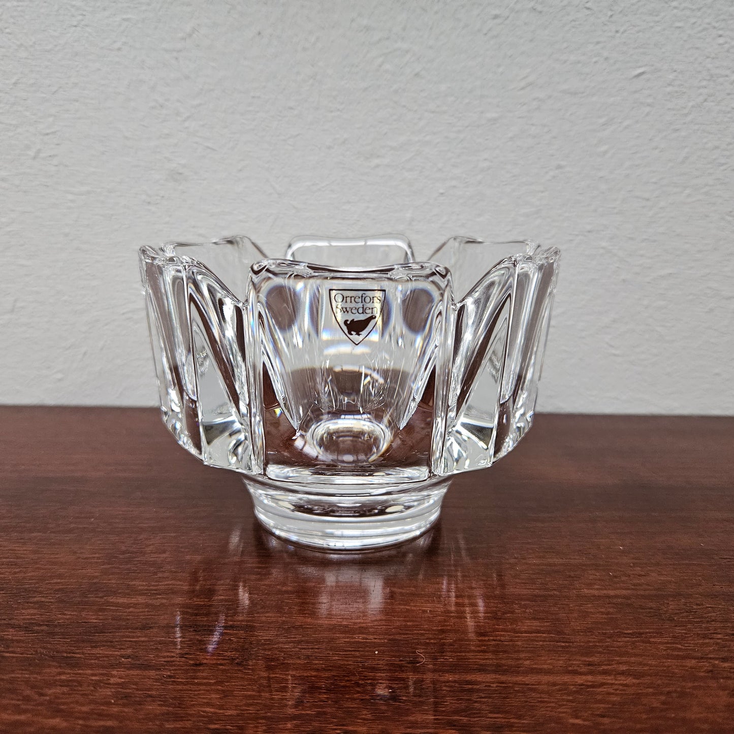 Orrefors "Corona" by Lars Hellsten Crystal Bowl
