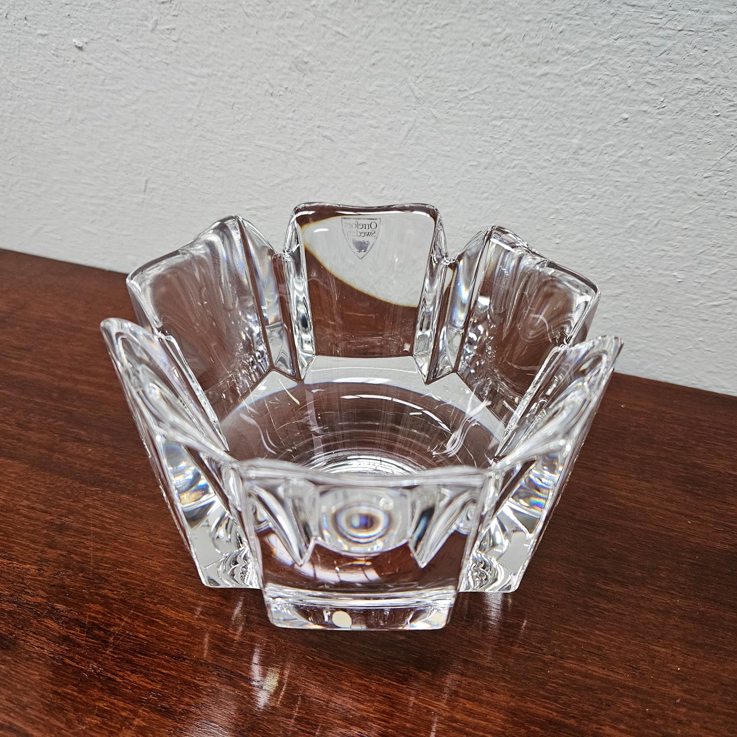 Orrefors "Corona" by Lars Hellsten Crystal Bowl