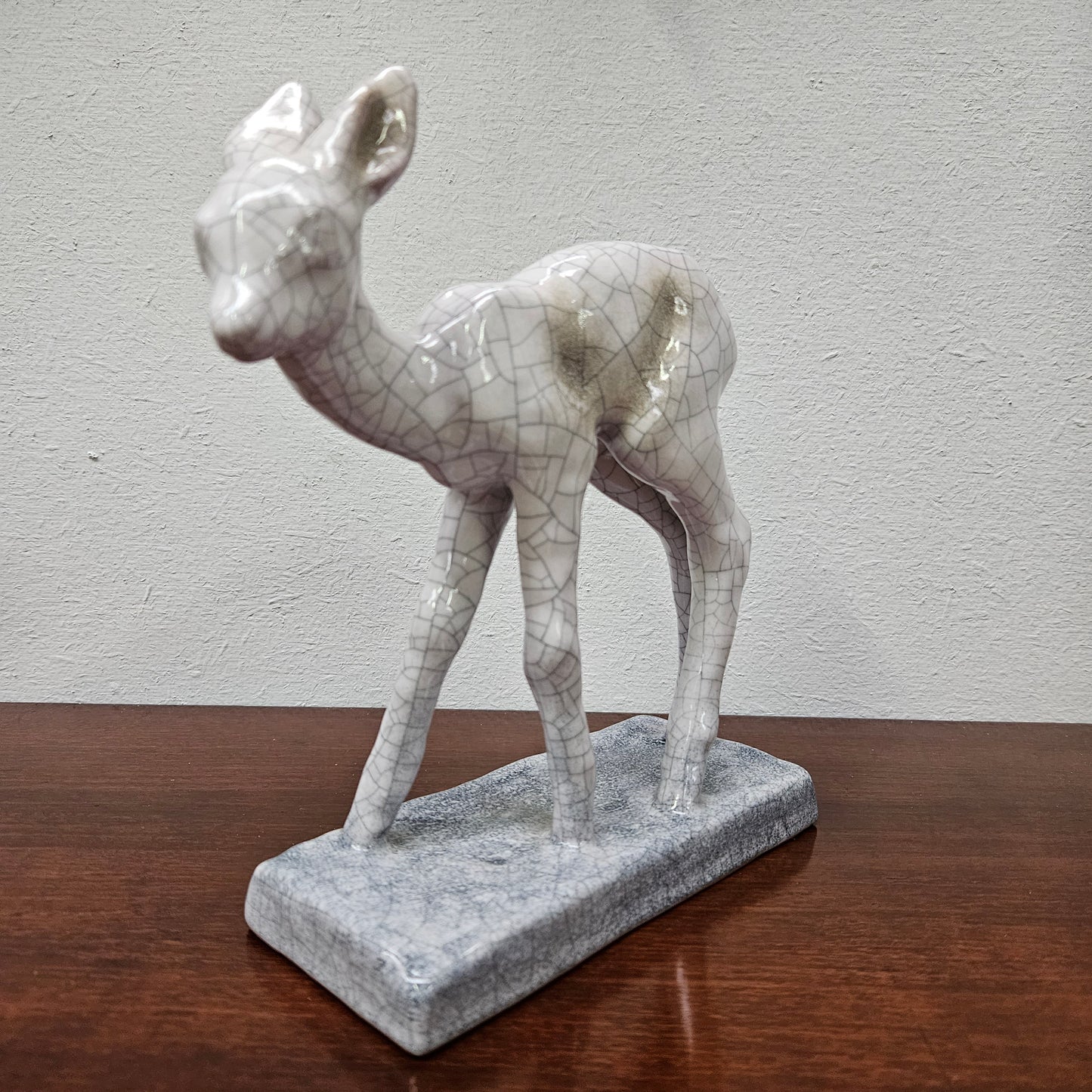 Appealing Majolica Fawn Figure