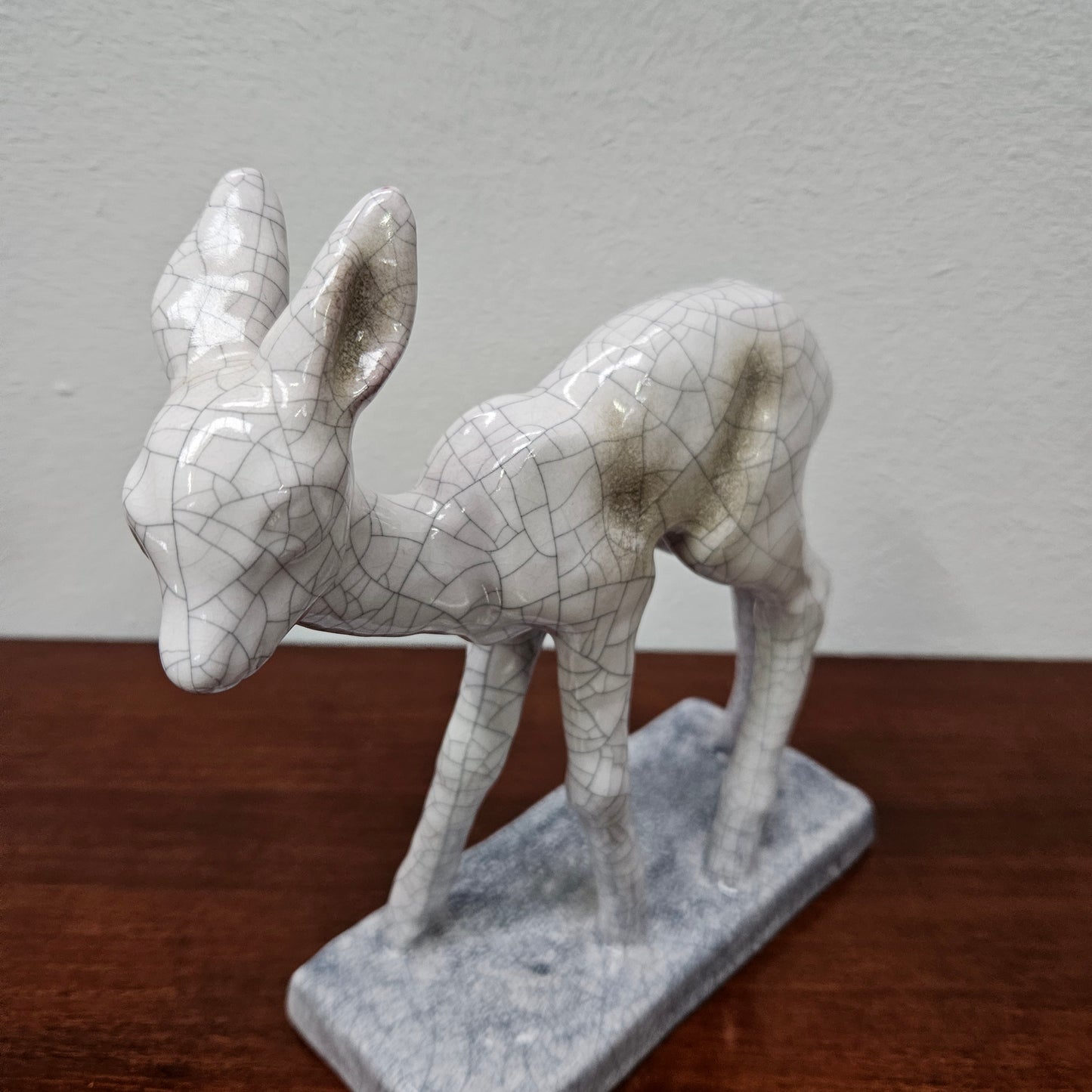 Appealing Majolica Fawn Figure
