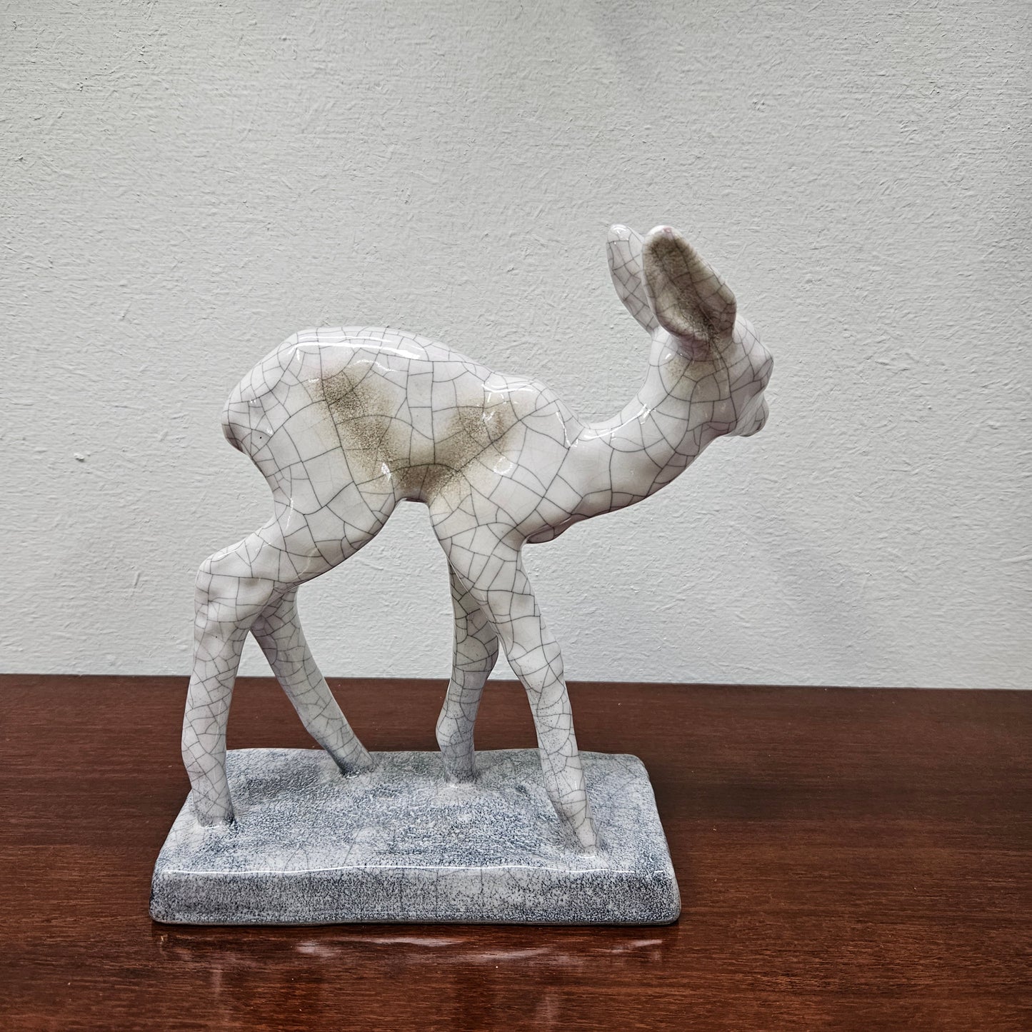 Appealing Majolica Fawn Figure