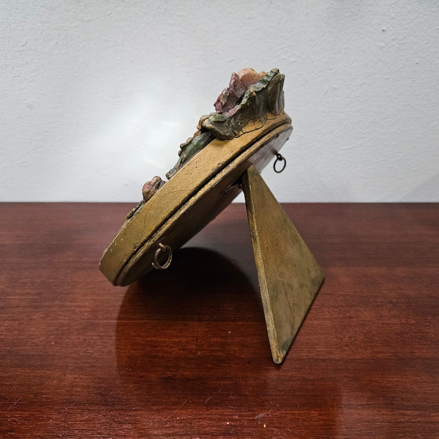 Charming Small Vintage Bevilled Glass Barbola Mirror