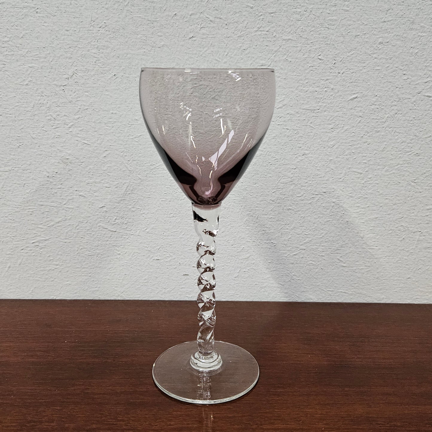 6 Vintage Coloured Wine Glasses With Twist Stems