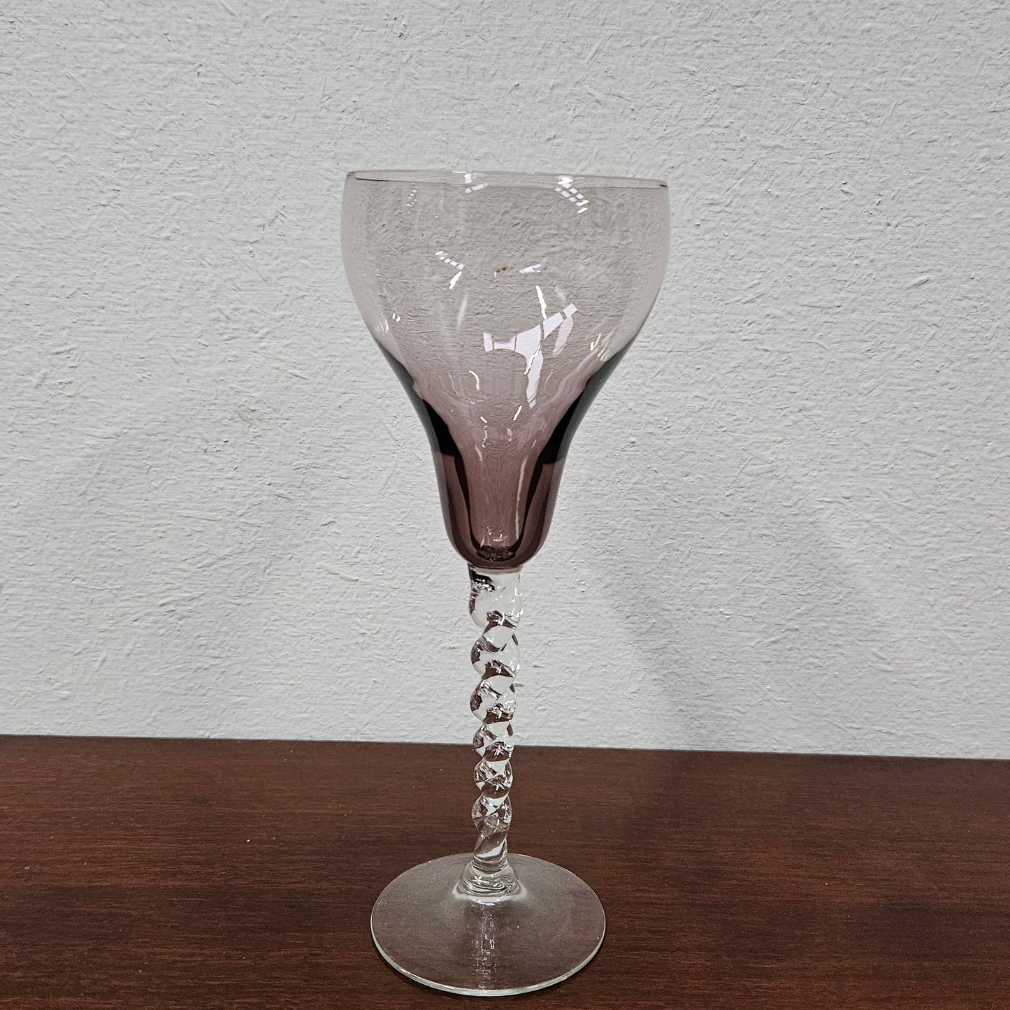 6 Vintage Coloured Wine Glasses With Twist Stems