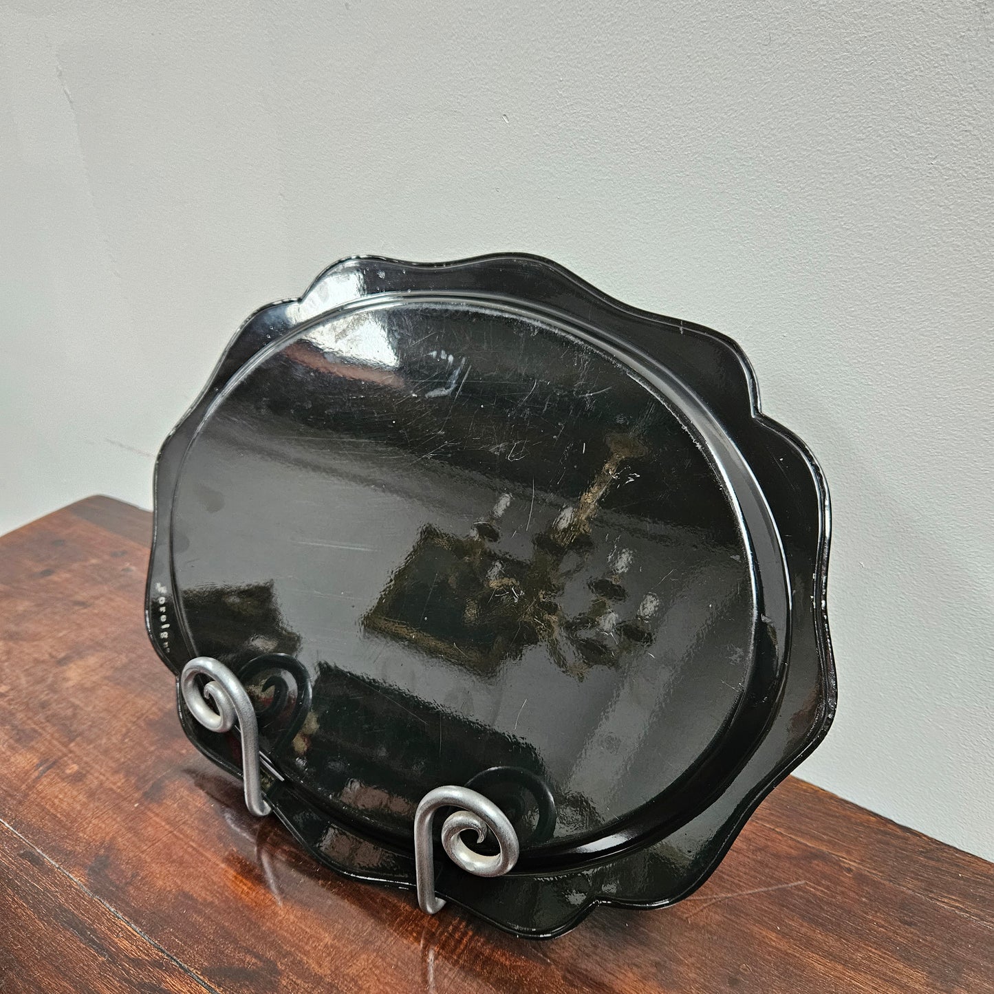 Vintage Hand Painted Tin Tray With Vibrant Flowers