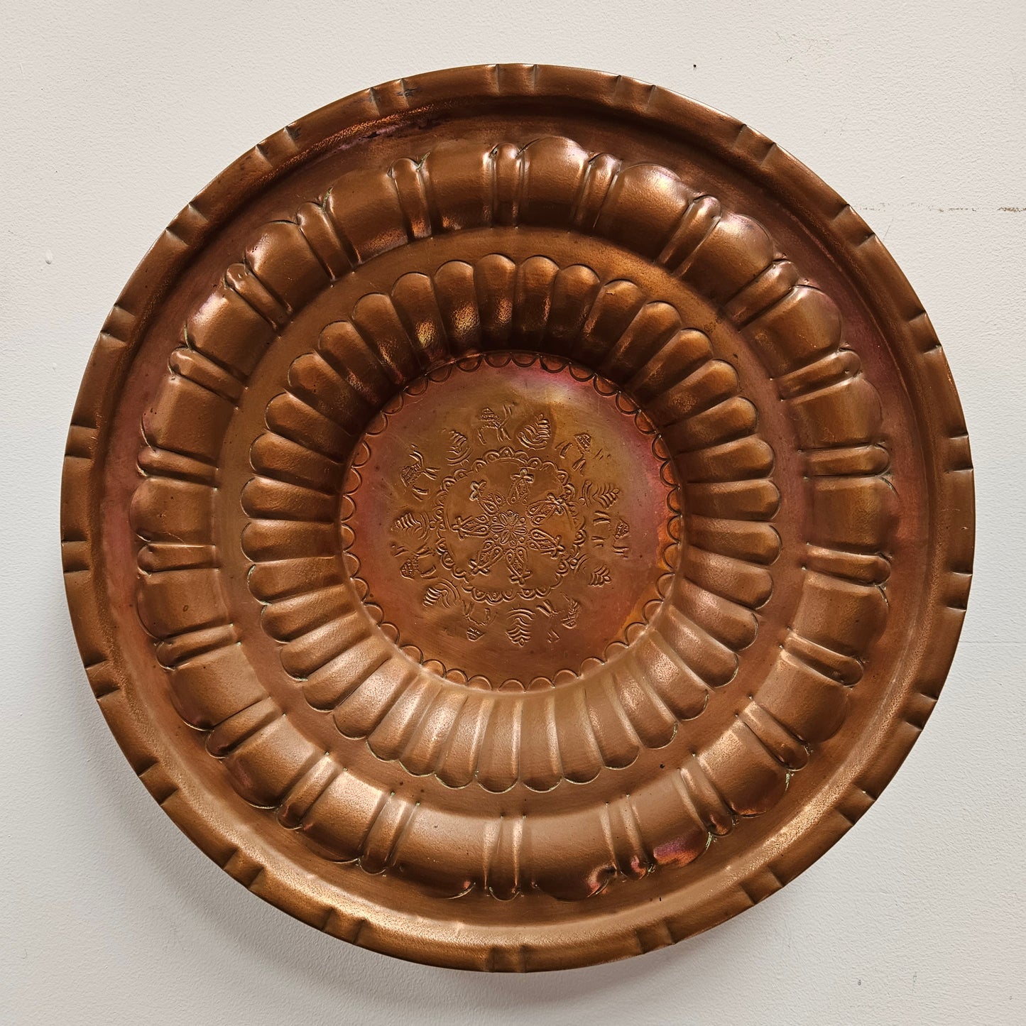 Antique Copper Repousse Worked Charger Plate