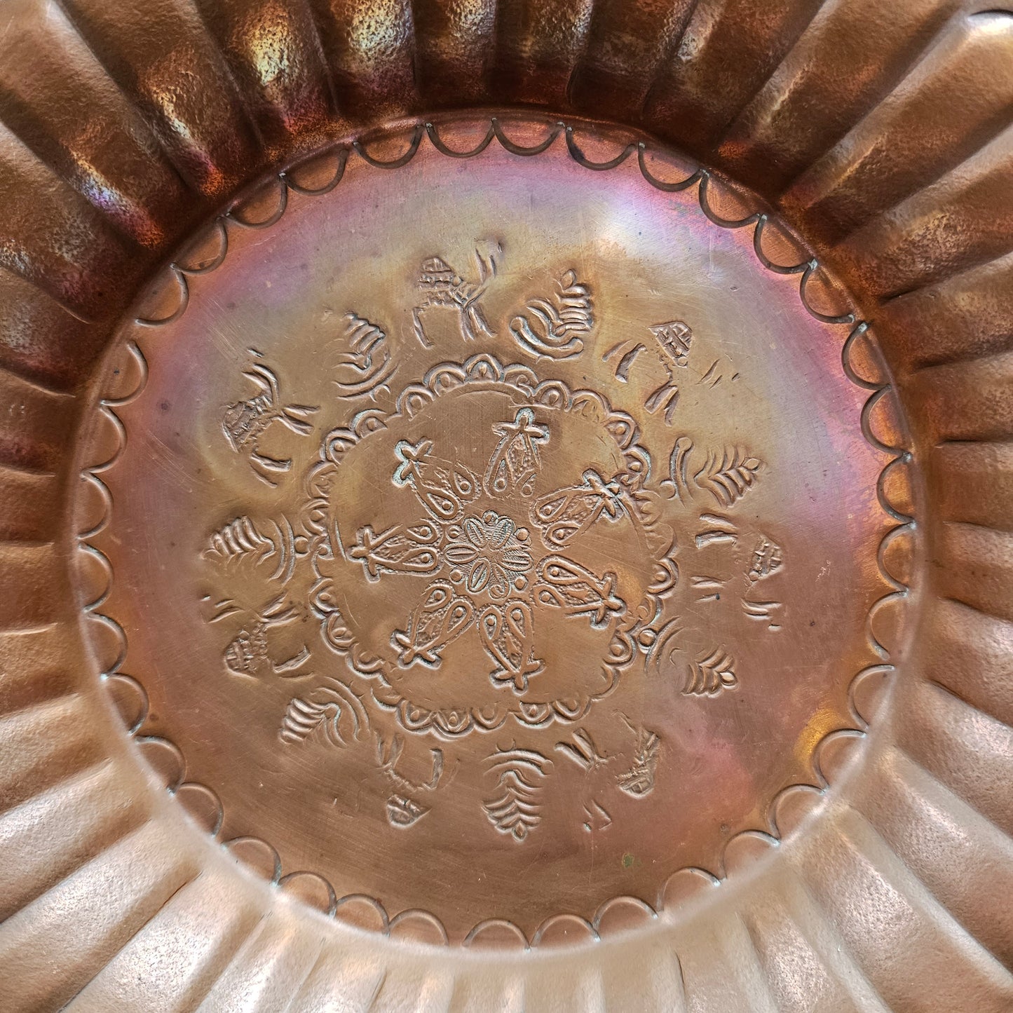 Antique Copper Repousse Worked Charger Plate