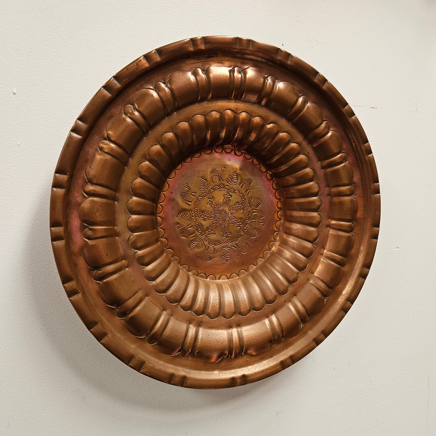 Antique Copper Repousse Worked Charger Plate