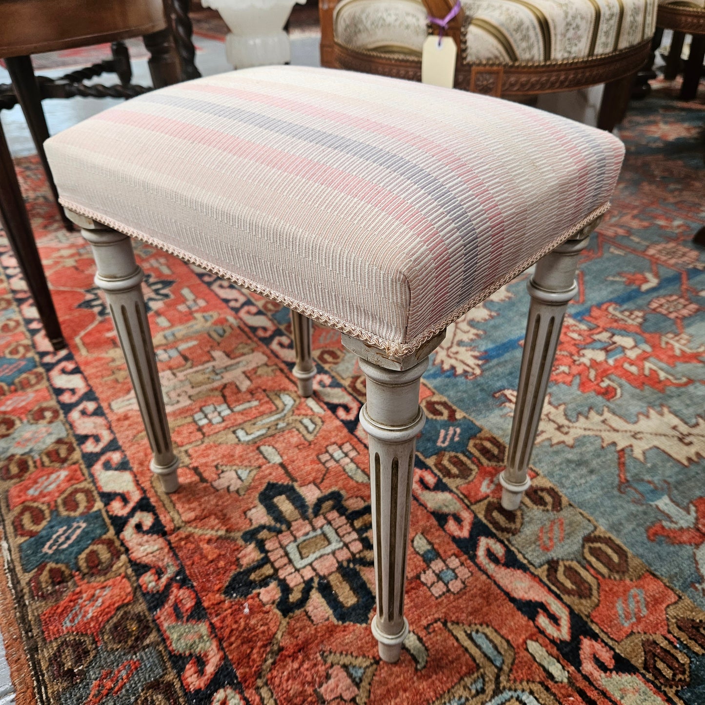 Louis XVI Style Upholstered Stool