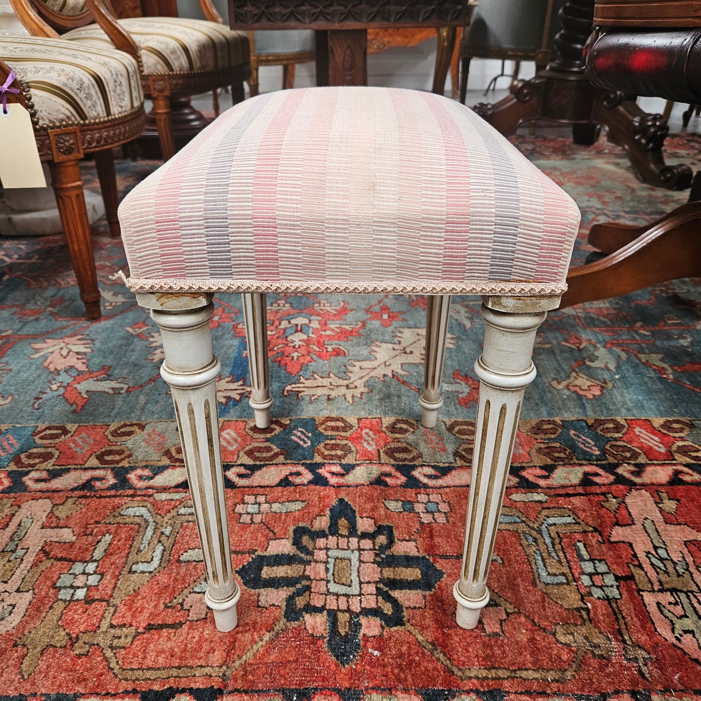 Louis XVI Style Upholstered Stool