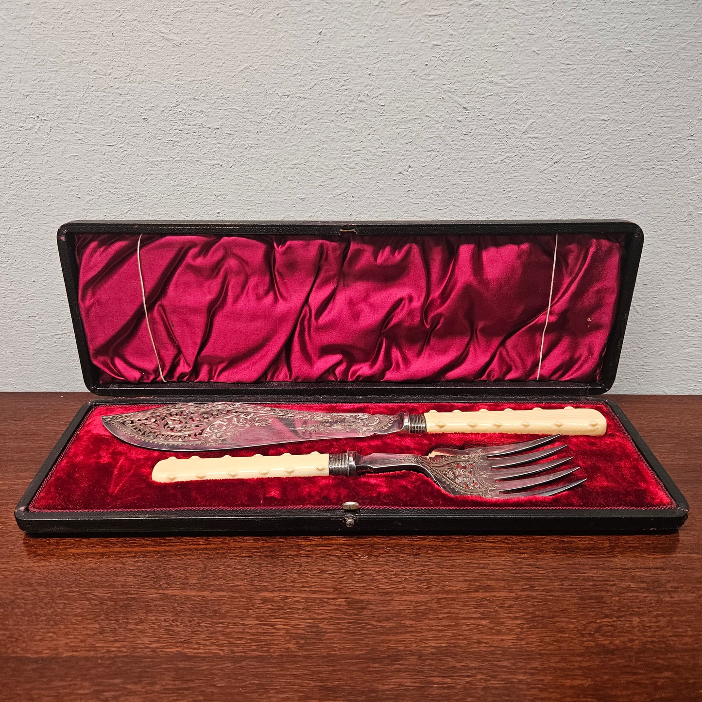 Antique Silver Plate Fish Serving Set in Original Box