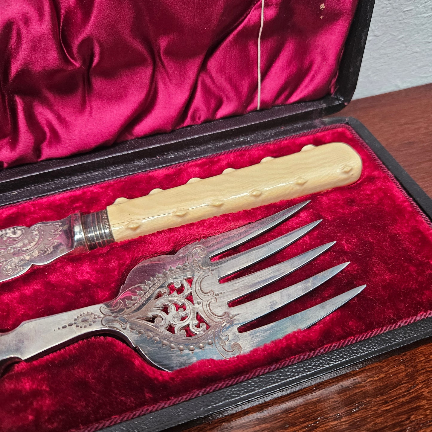 Antique Silver Plate Fish Serving Set in Original Box
