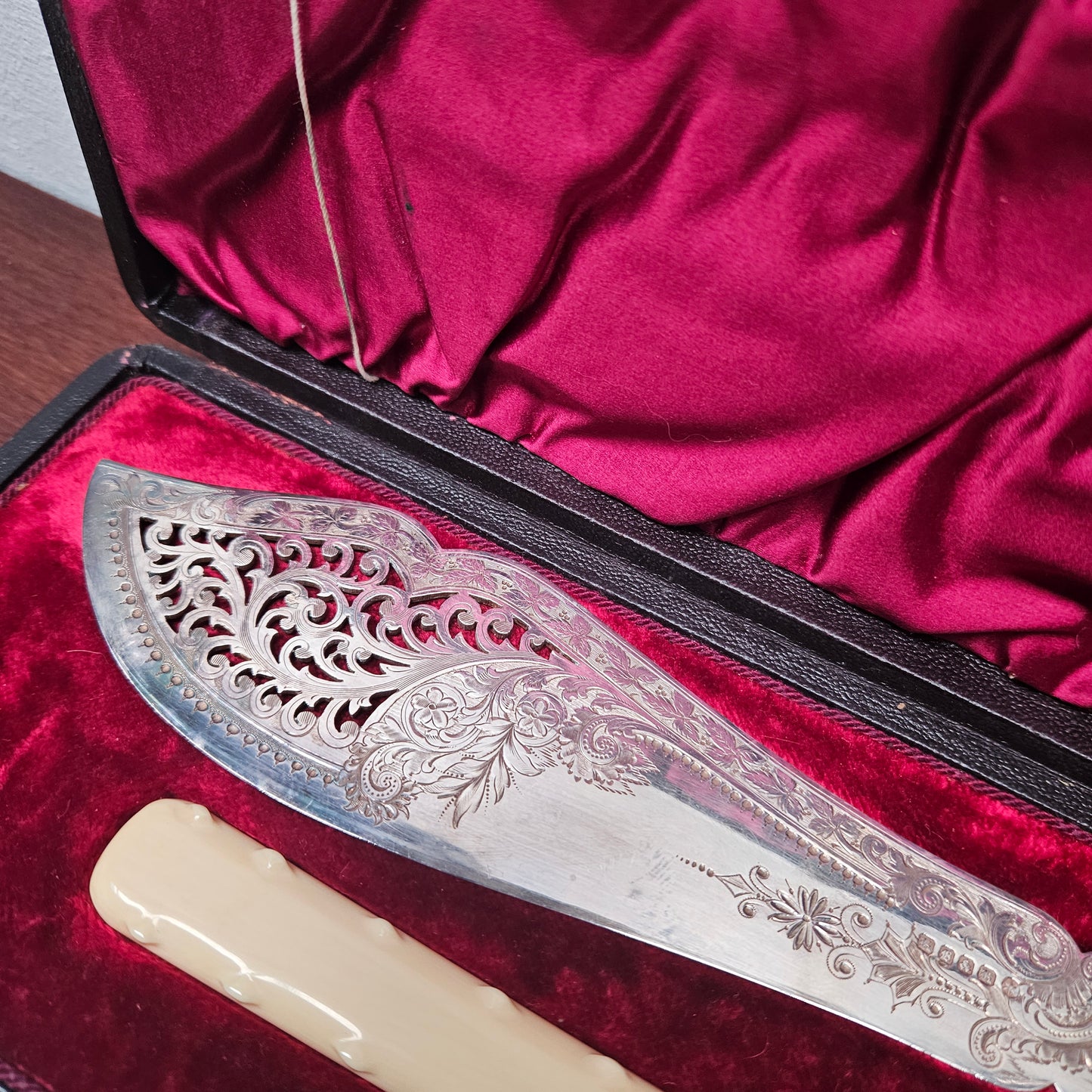 Antique Silver Plate Fish Serving Set in Original Box