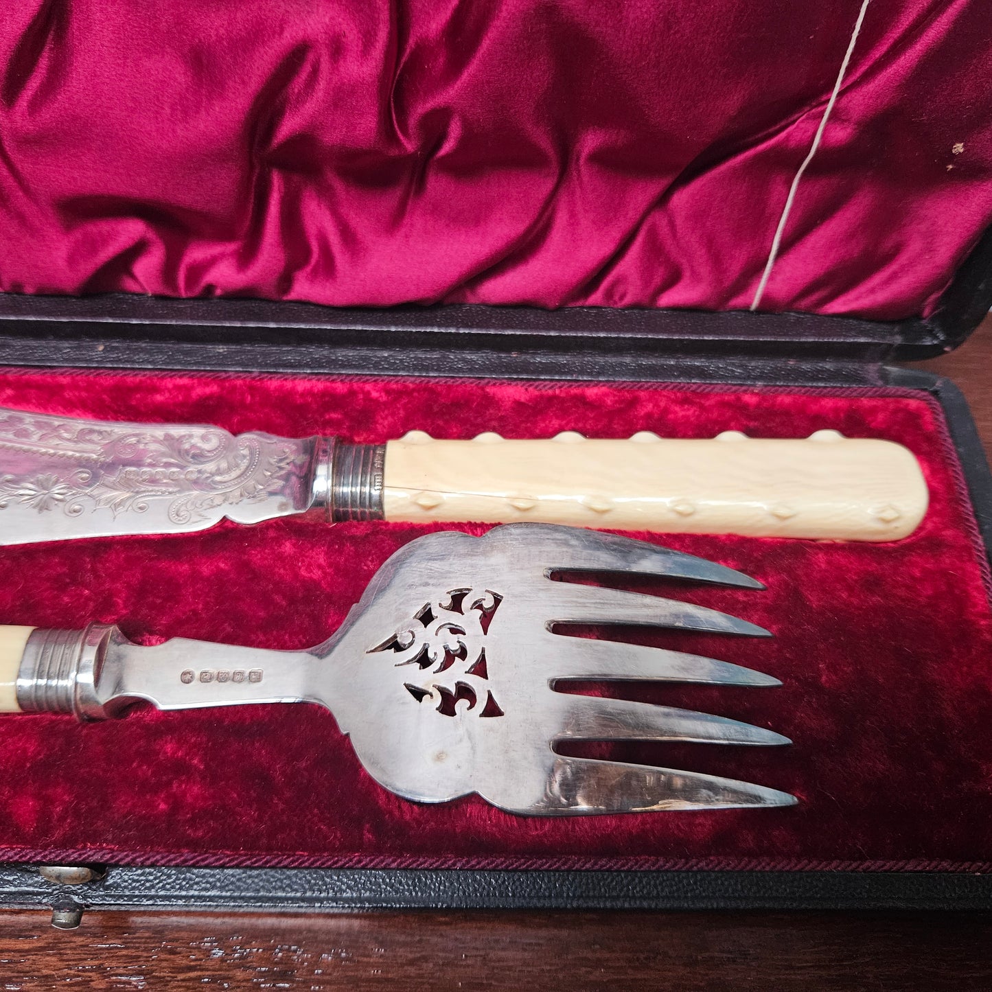 Antique Silver Plate Fish Serving Set in Original Box
