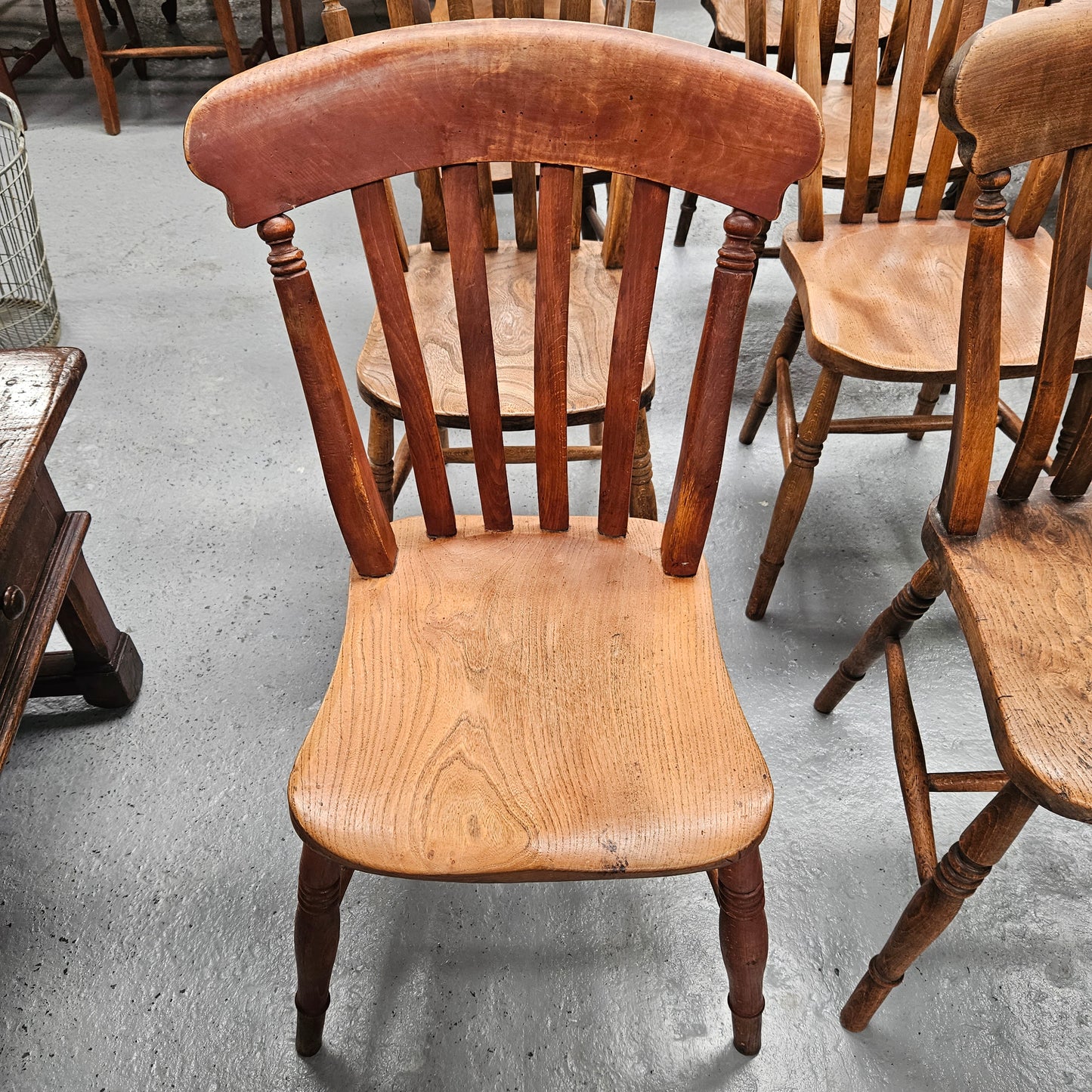 Matched Set 8 Elm Rustic Cottage Style Chairs