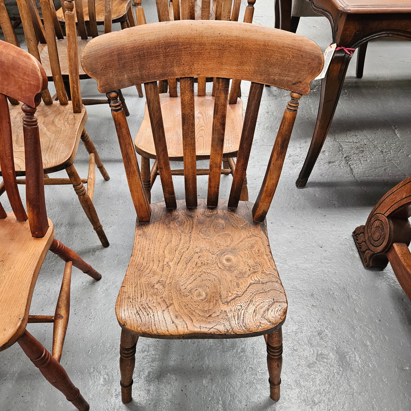 Matched Set 8 Elm Rustic Cottage Style Chairs