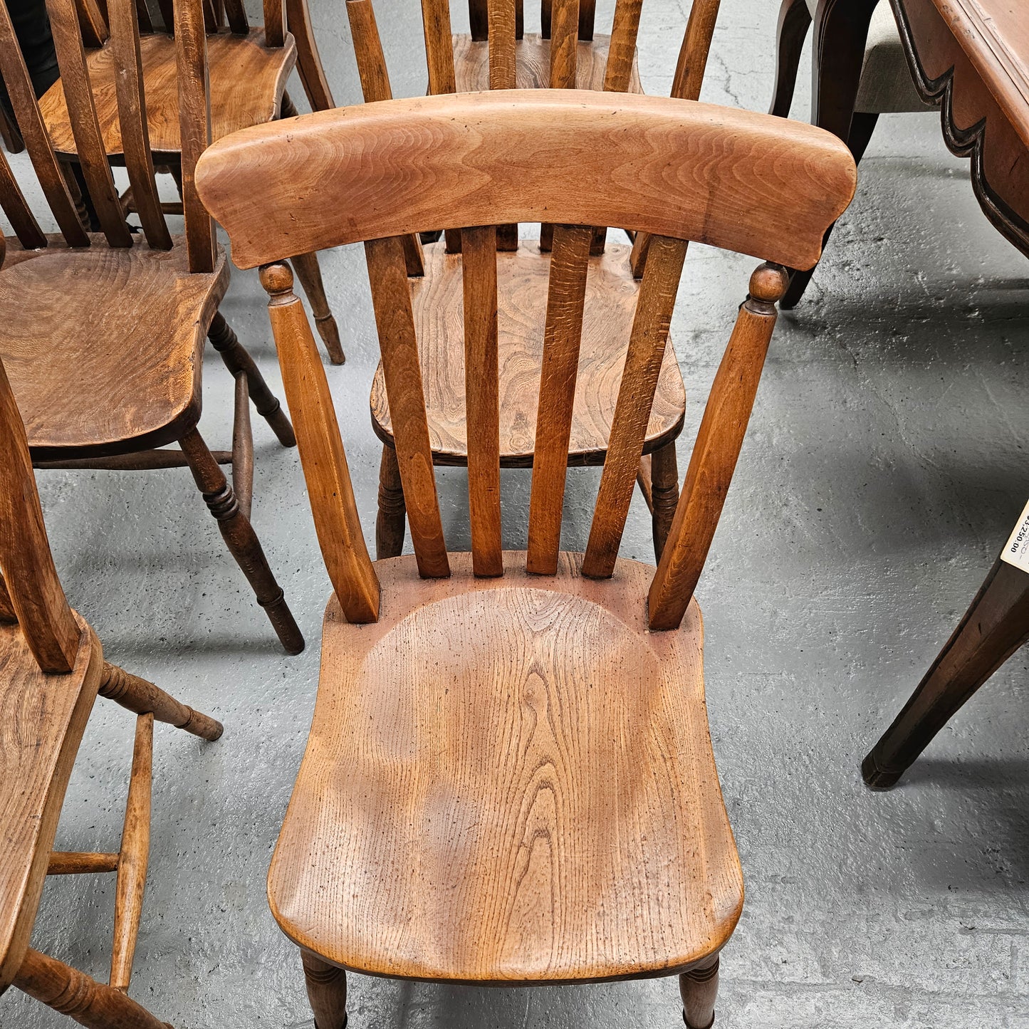 Matched Set 8 Elm Rustic Cottage Style Chairs