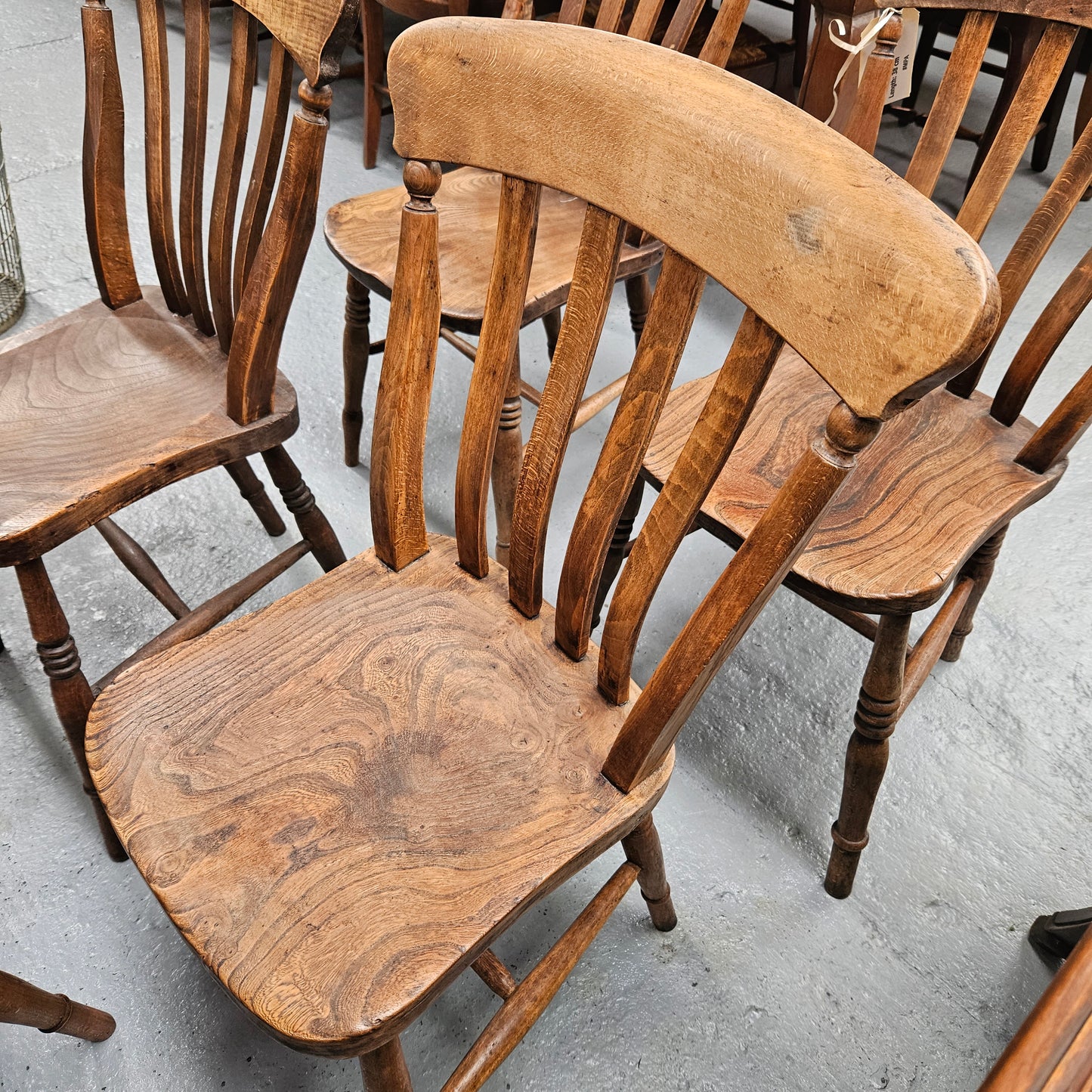 Matched Set 8 Elm Rustic Cottage Style Chairs