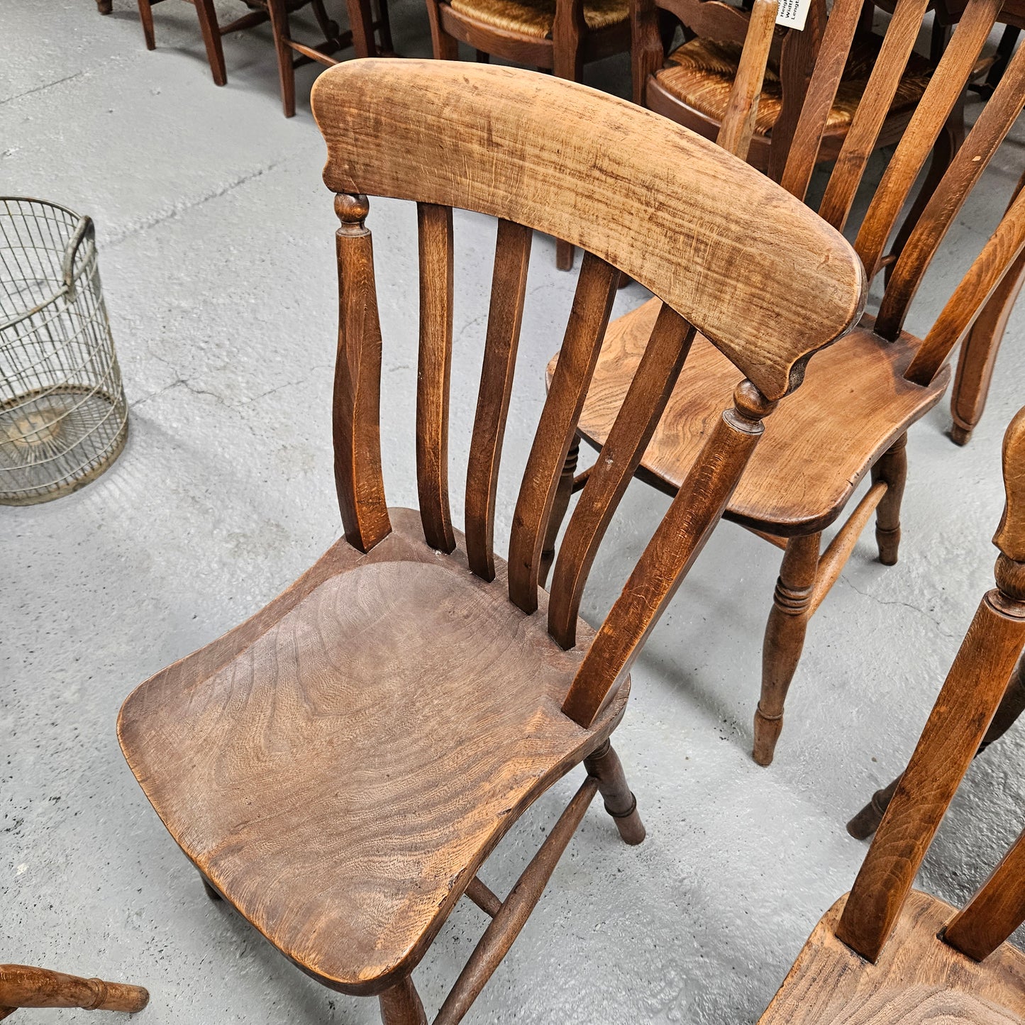 Matched Set 8 Elm Rustic Cottage Style Chairs
