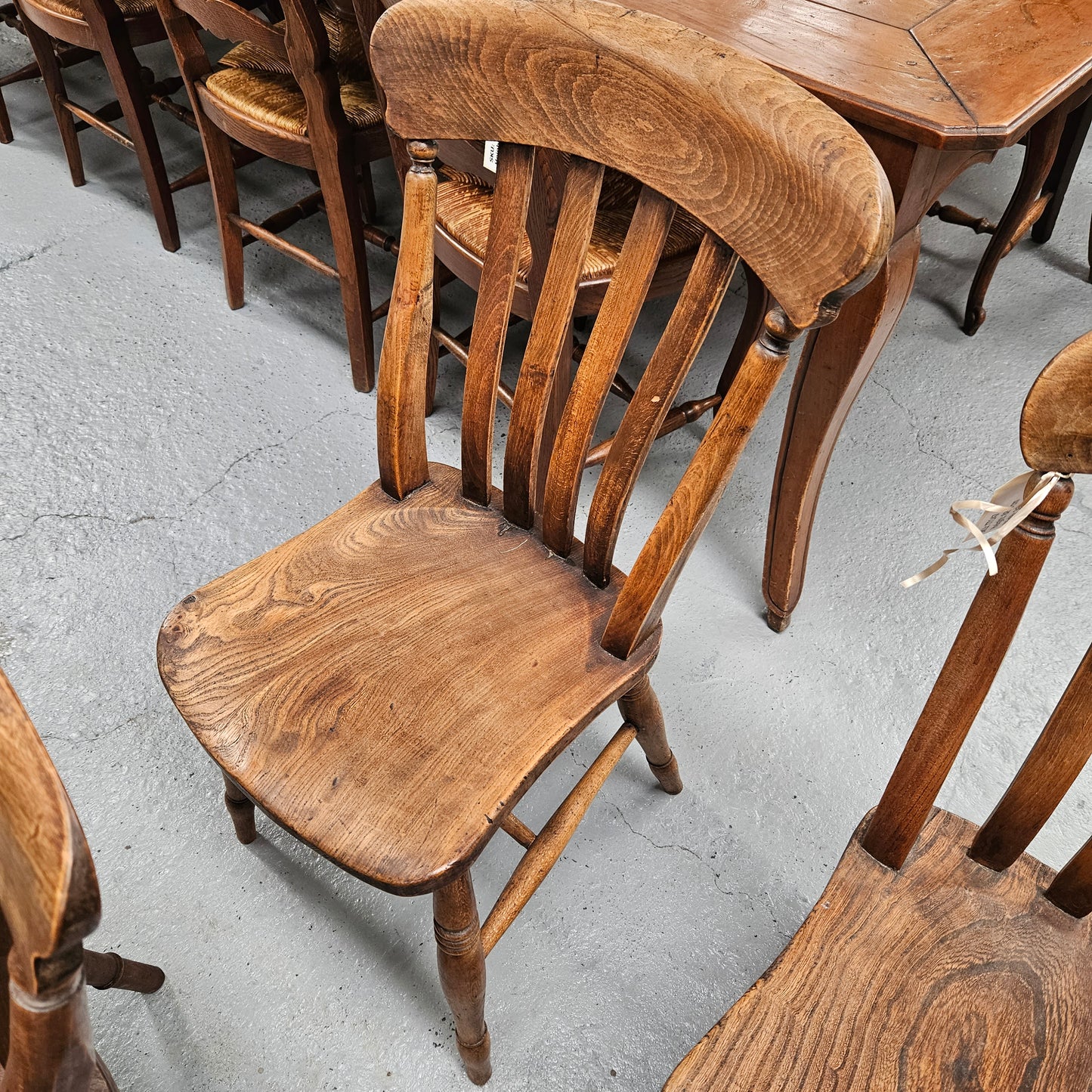 Matched Set 8 Elm Rustic Cottage Style Chairs