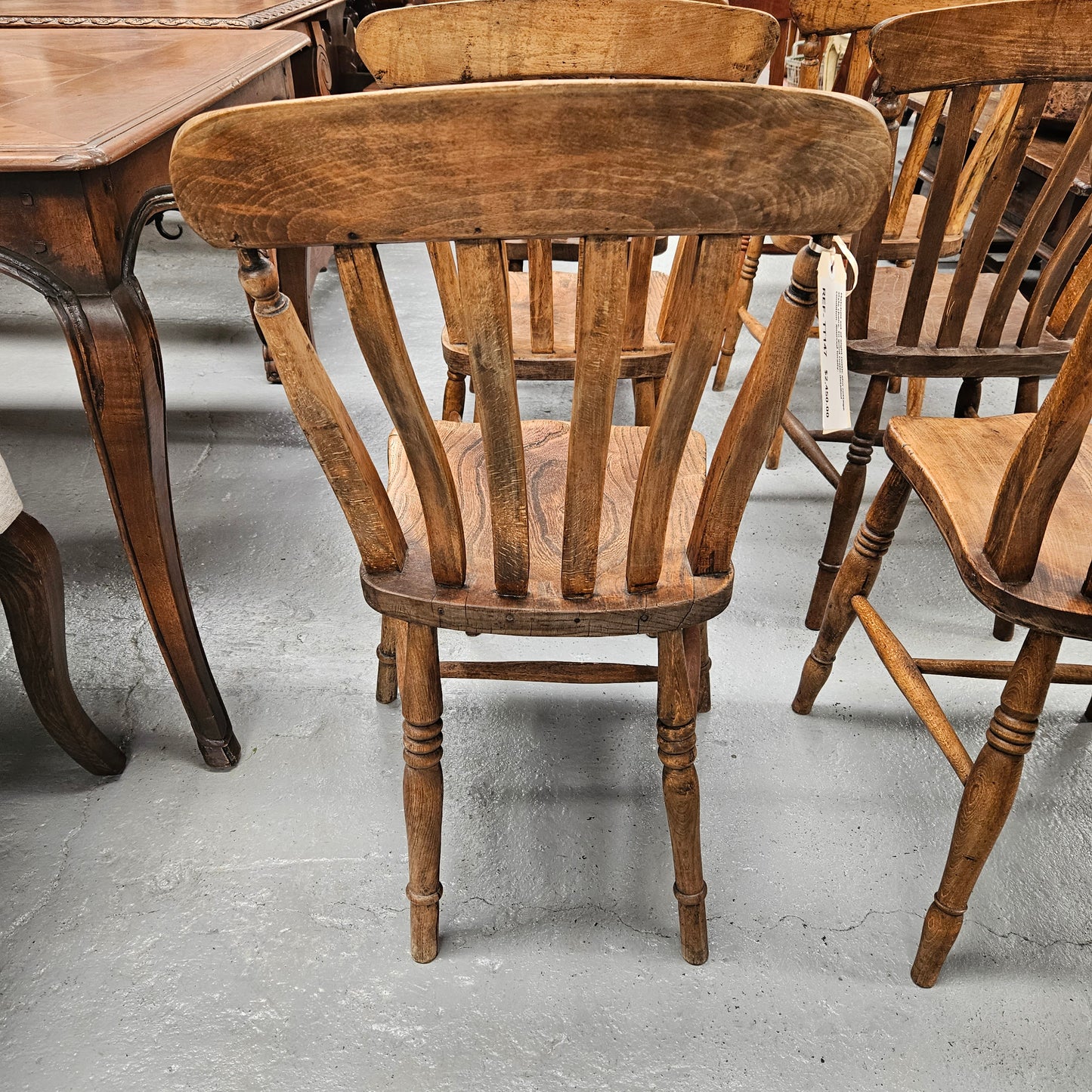 Matched Set 8 Elm Rustic Cottage Style Chairs