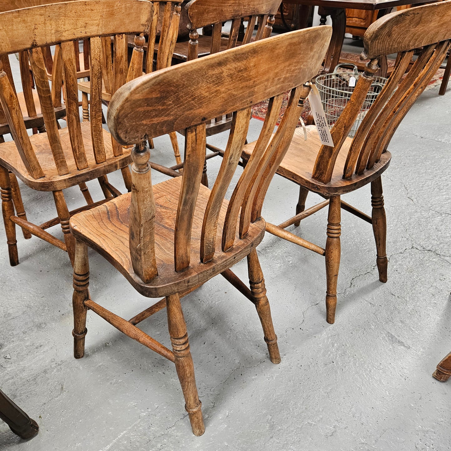 Matched Set 8 Elm Rustic Cottage Style Chairs