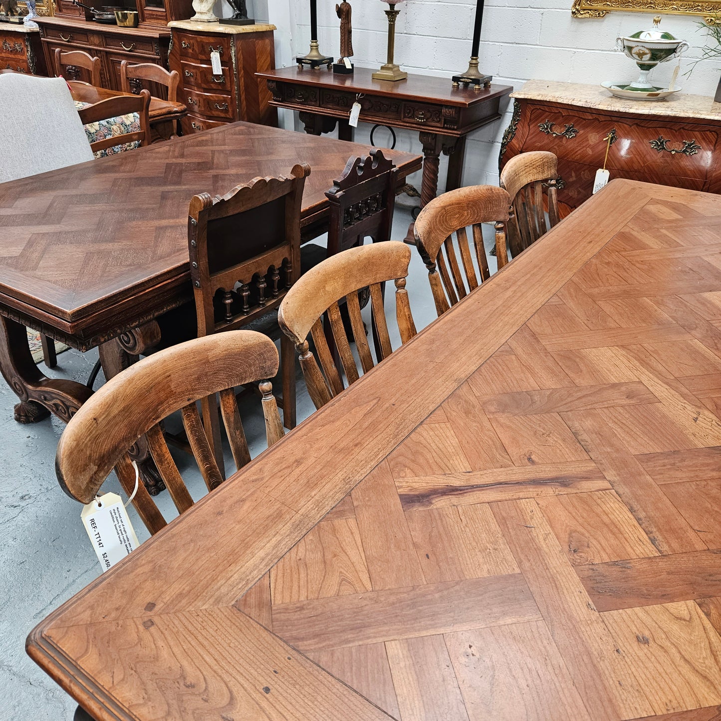 Matched Set 8 Elm Rustic Cottage Style Chairs