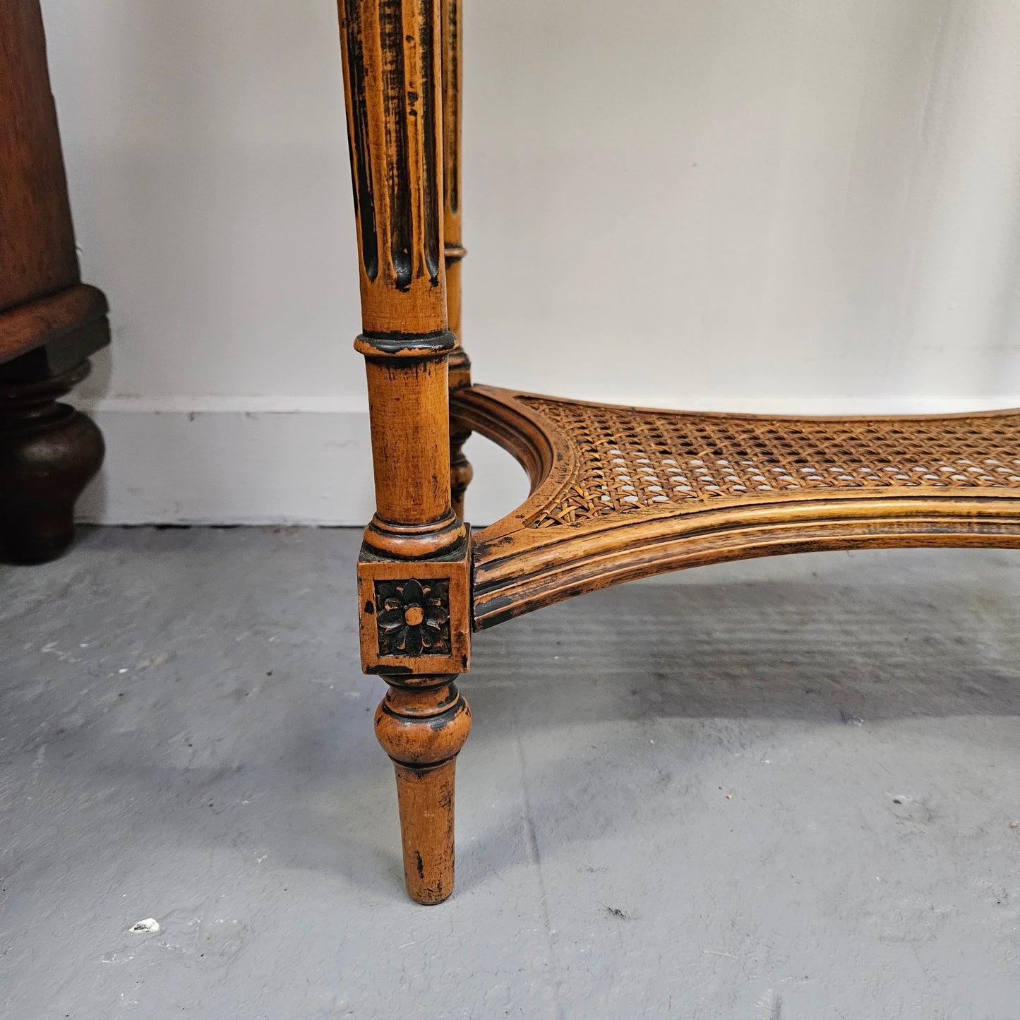 French Walnut Two Tiered Marble Top Table