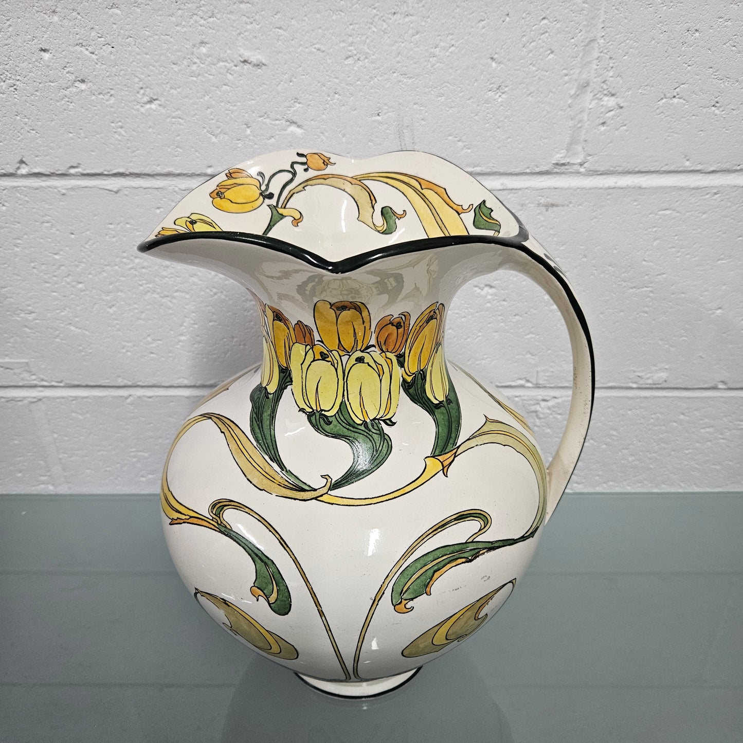 Large Antique Art Nouveau Pottery Jug