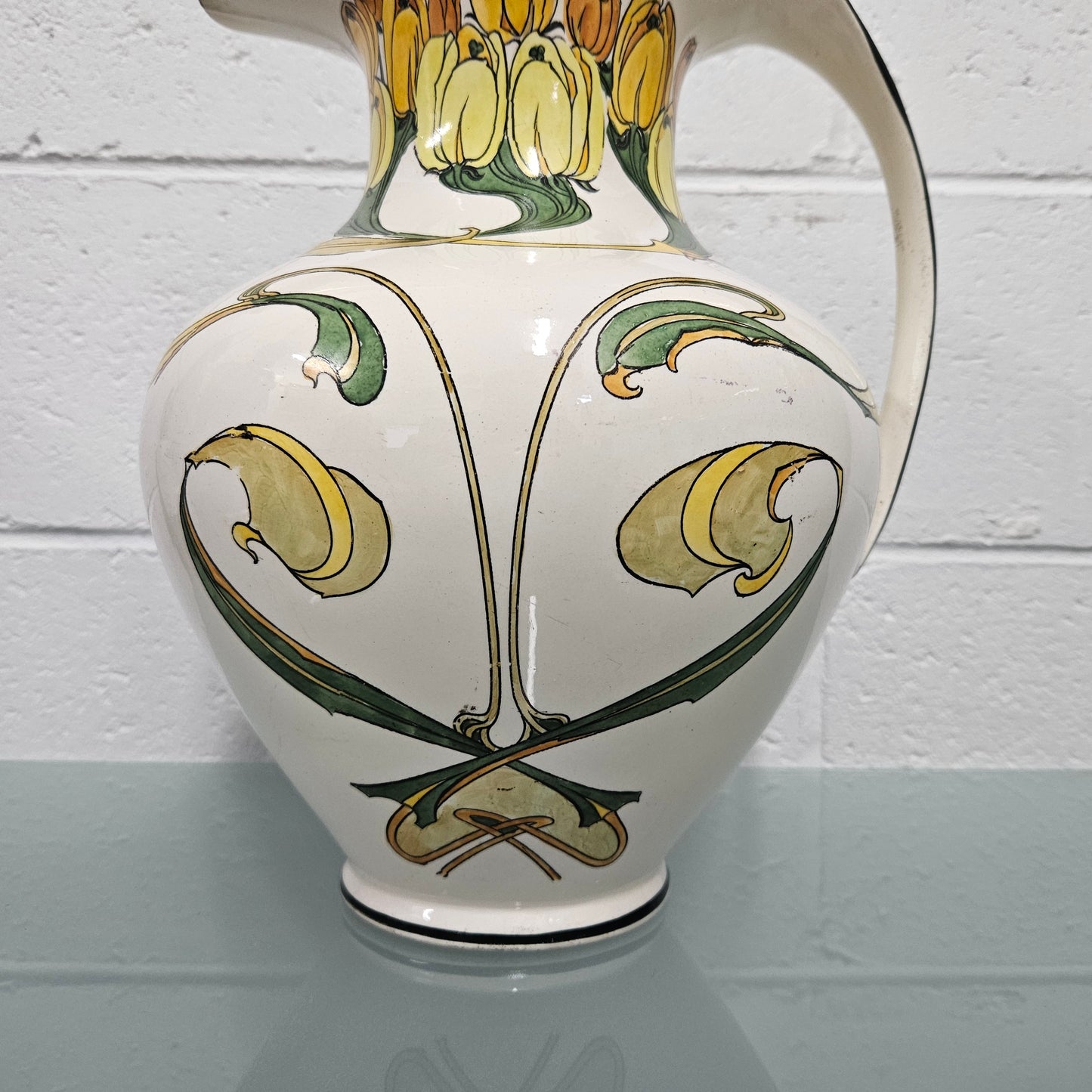 Large Antique Art Nouveau Pottery Jug