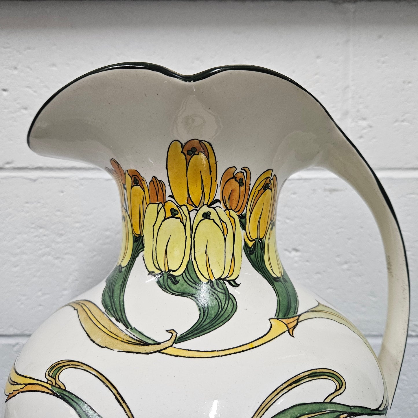 Large Antique Art Nouveau Pottery Jug