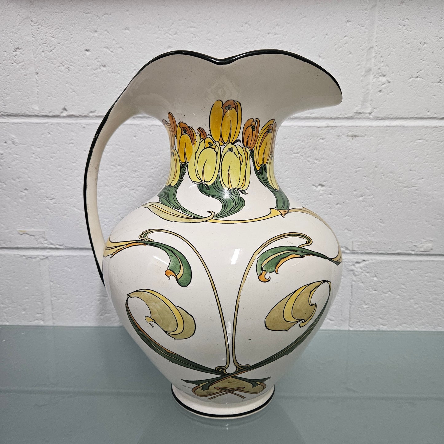 Large Antique Art Nouveau Pottery Jug