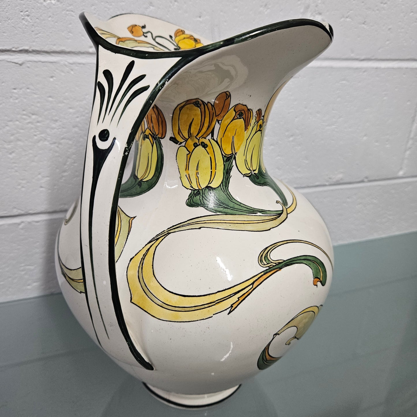 Large Antique Art Nouveau Pottery Jug