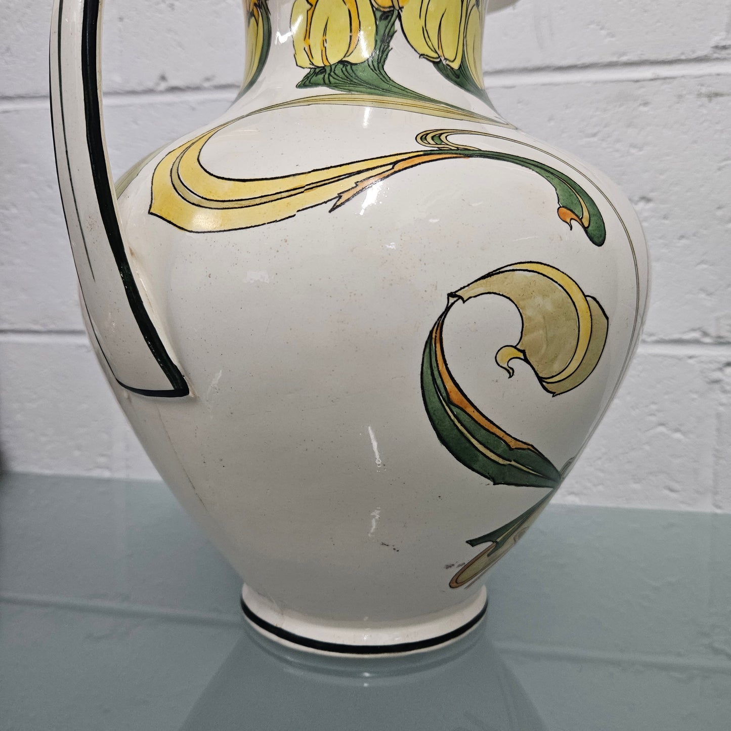 Large Antique Art Nouveau Pottery Jug