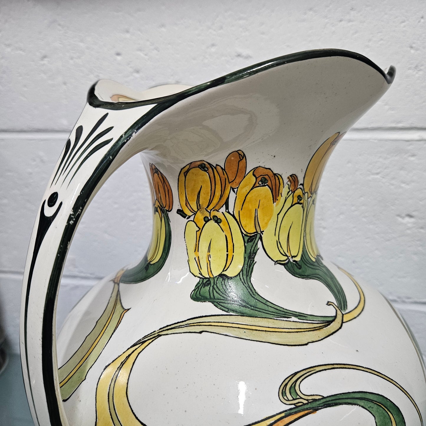 Large Antique Art Nouveau Pottery Jug