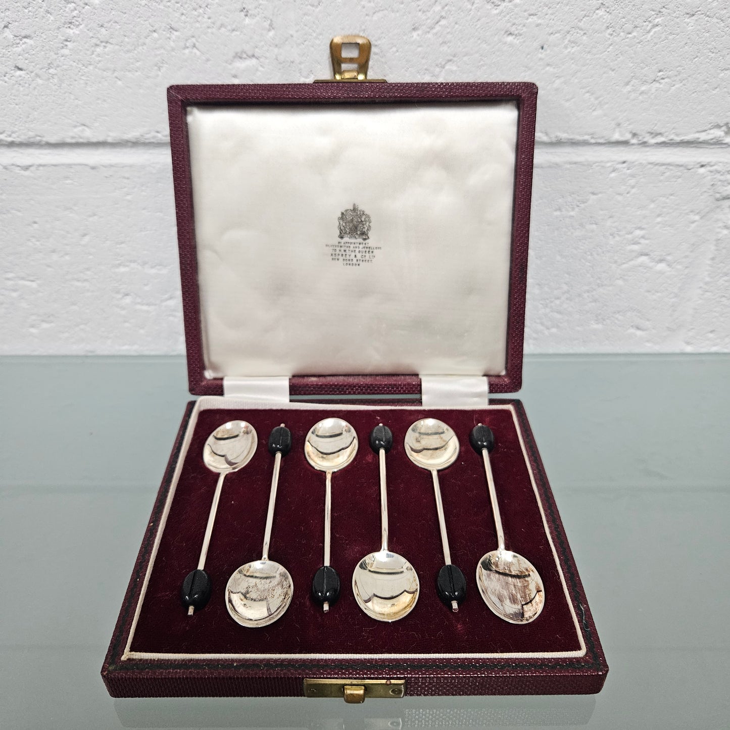 Asprey London Set 6 Sterling Silver Coffee Spoons