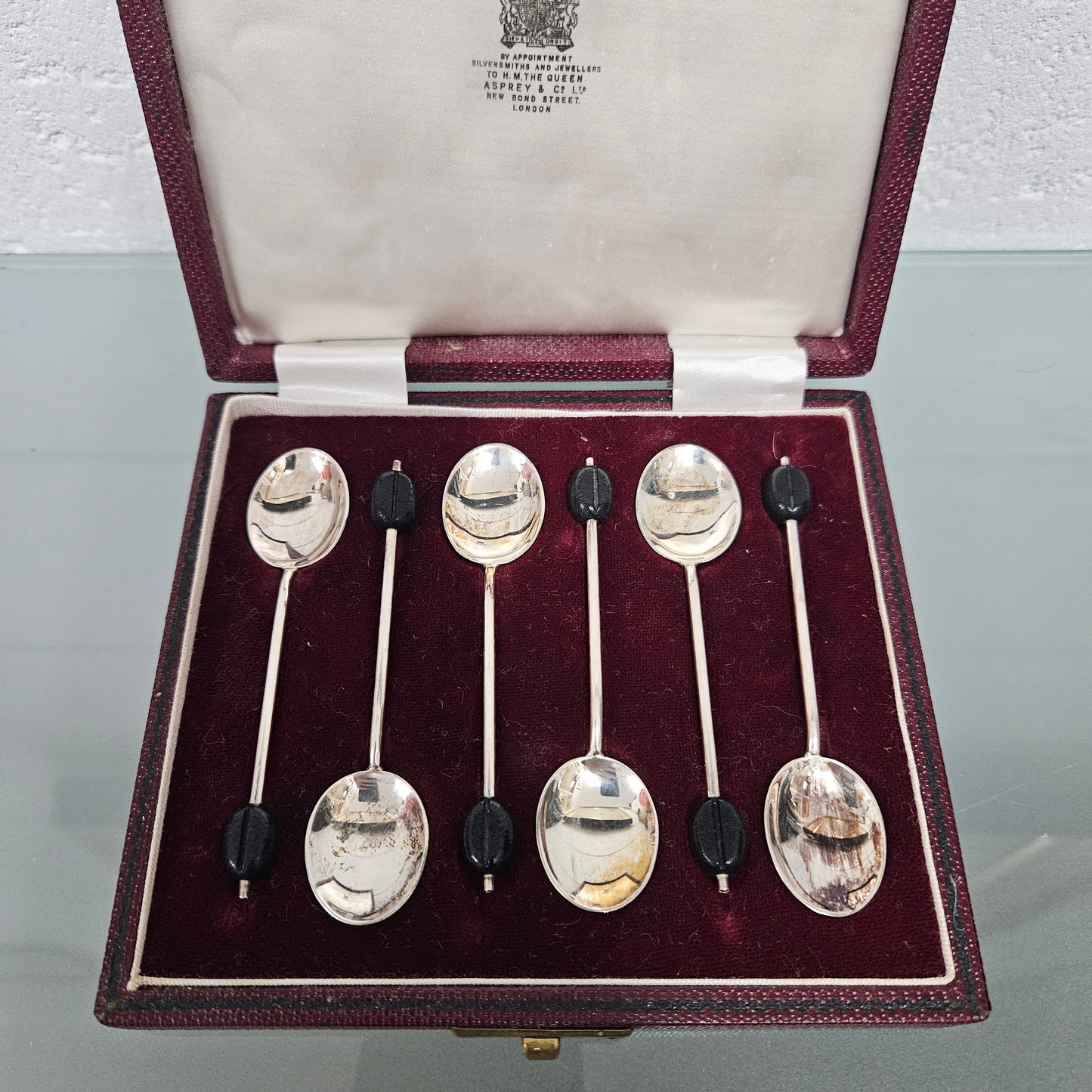Asprey London Set 6 Sterling Silver Coffee Spoons