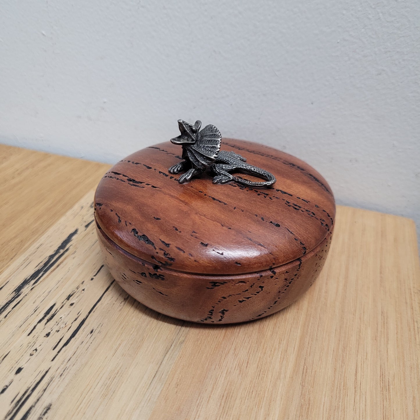 Vintage Walnut & Pewter Lizard Paperweight