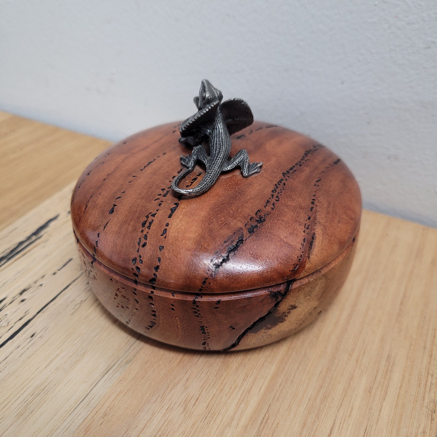 Vintage Walnut & Pewter Lizard Paperweight